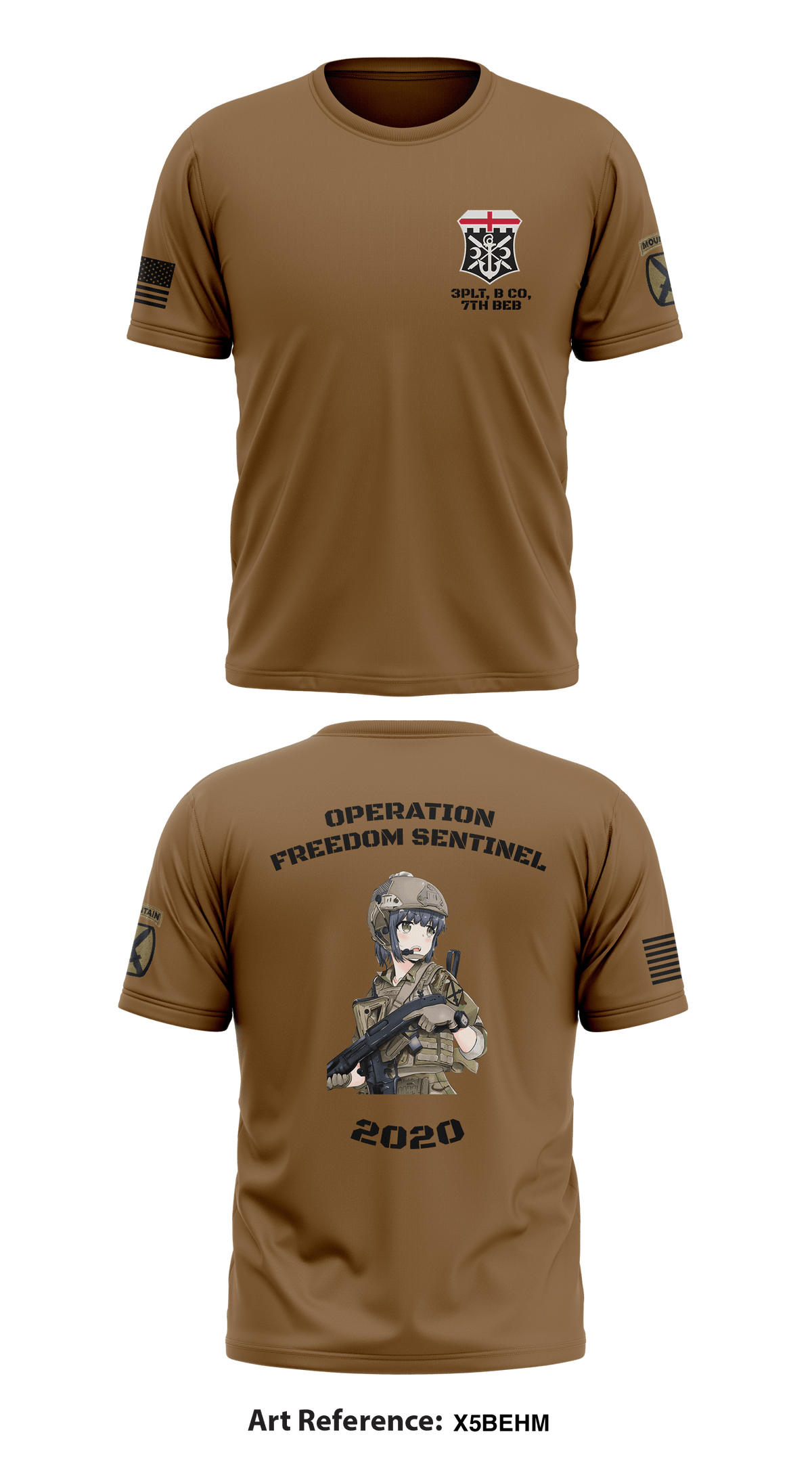 3PLT, B Co, 7th BEB Store 1 Core Men's SS Performance Tee - x5bEHm
