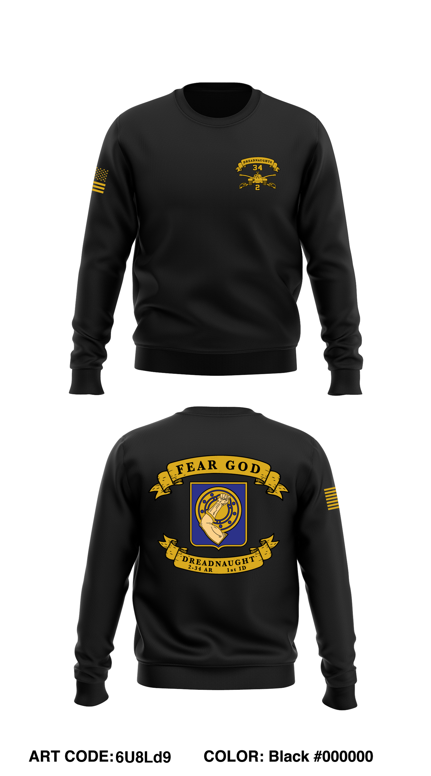 2-34 AR, 1ABCT Core Men's Crewneck Performance Sweatshirt - 6U8Ld9