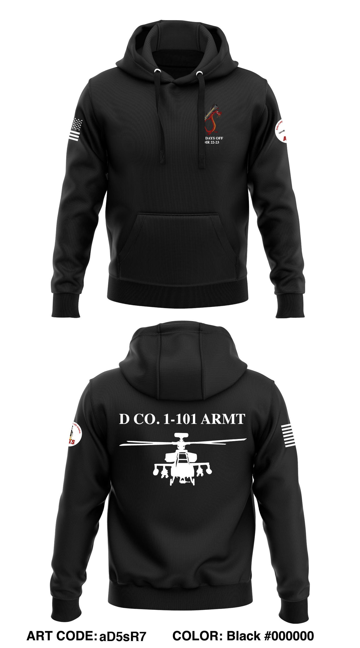 D Co., 1-11 CAB, ARMT Core Men's Hooded Performance Sweatshirt - aD5sR7