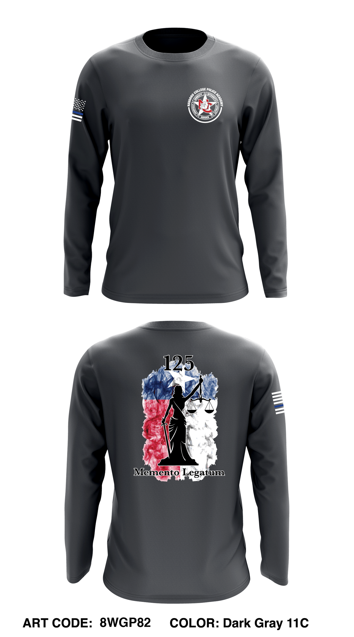 Navarro College Police Academy Core Men's LS Performance Tee - 8WGP82