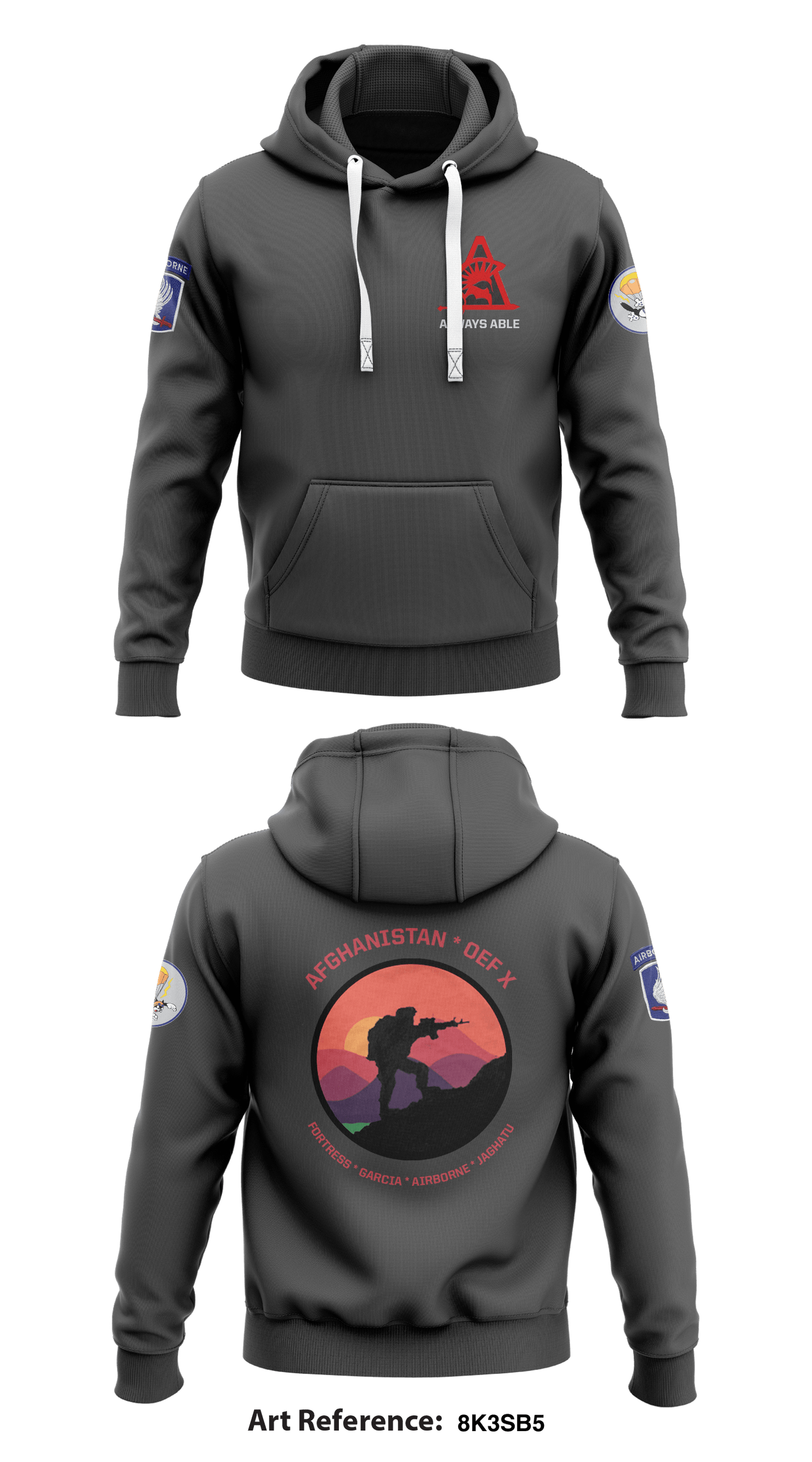 Able Co, 2-53d, 173rd Store 1 Core Men's Hooded Performance Sweatshirt - 8K3sb5