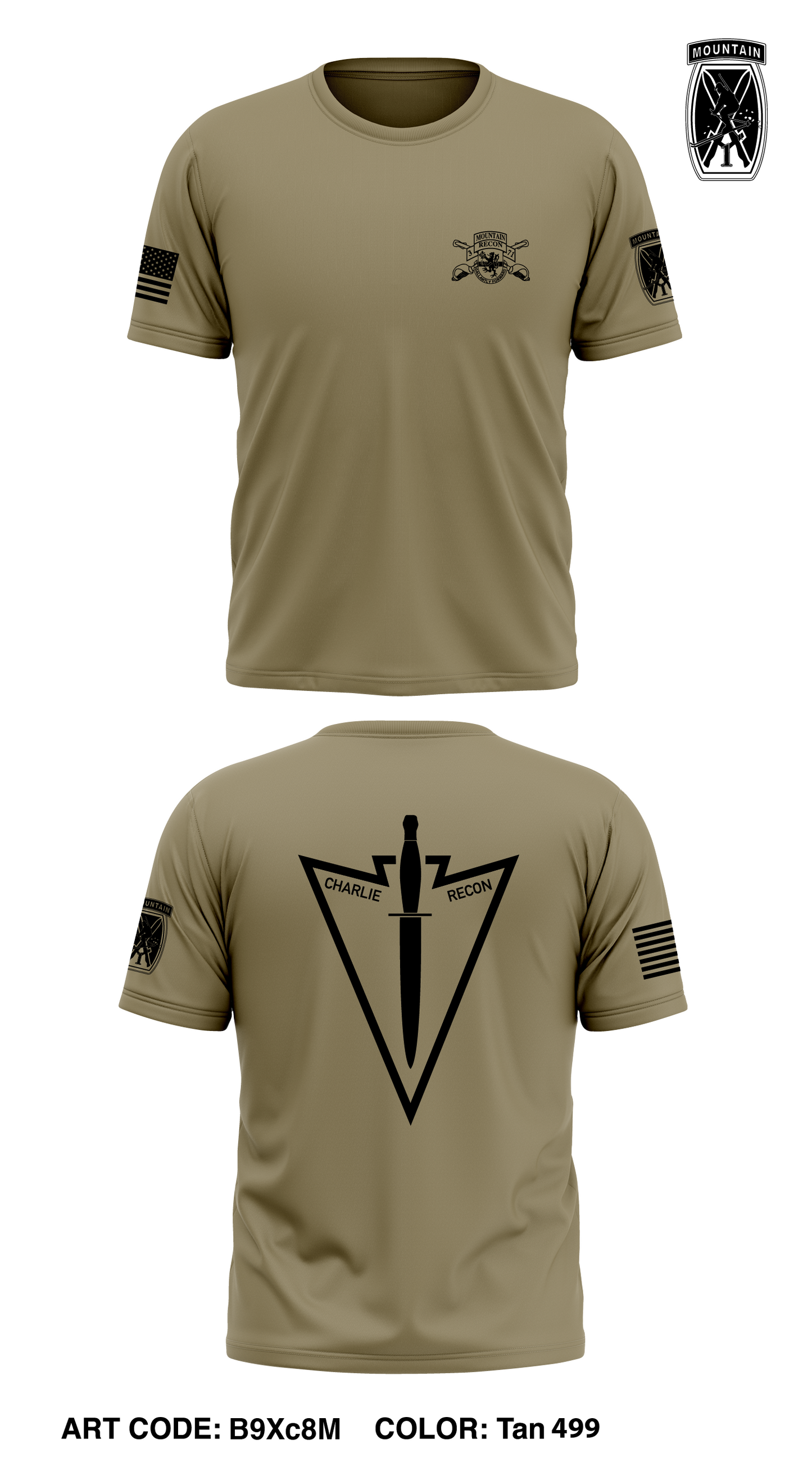 Charlie Troop, 3-71 CAV, 1st BCT, 10th MTN DIV Store 1 Core Men's SS Performance Tee - B9Xc8M