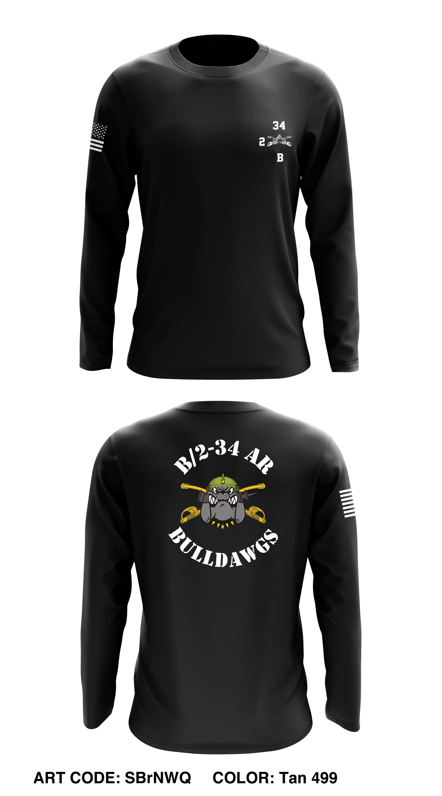 B Co, 2-34 AR, 1ABCT, 1ID Core Men's LS Performance Tee - SBrNWQ