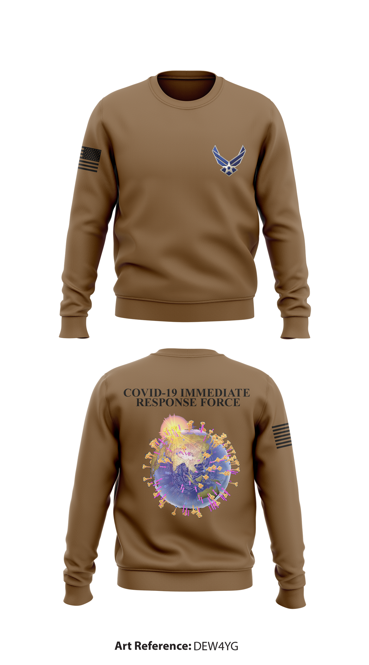 COVID-19 Immediate Response Force Store 1 Core Men's Crewneck Performance Sweatshirt - DEw4yG