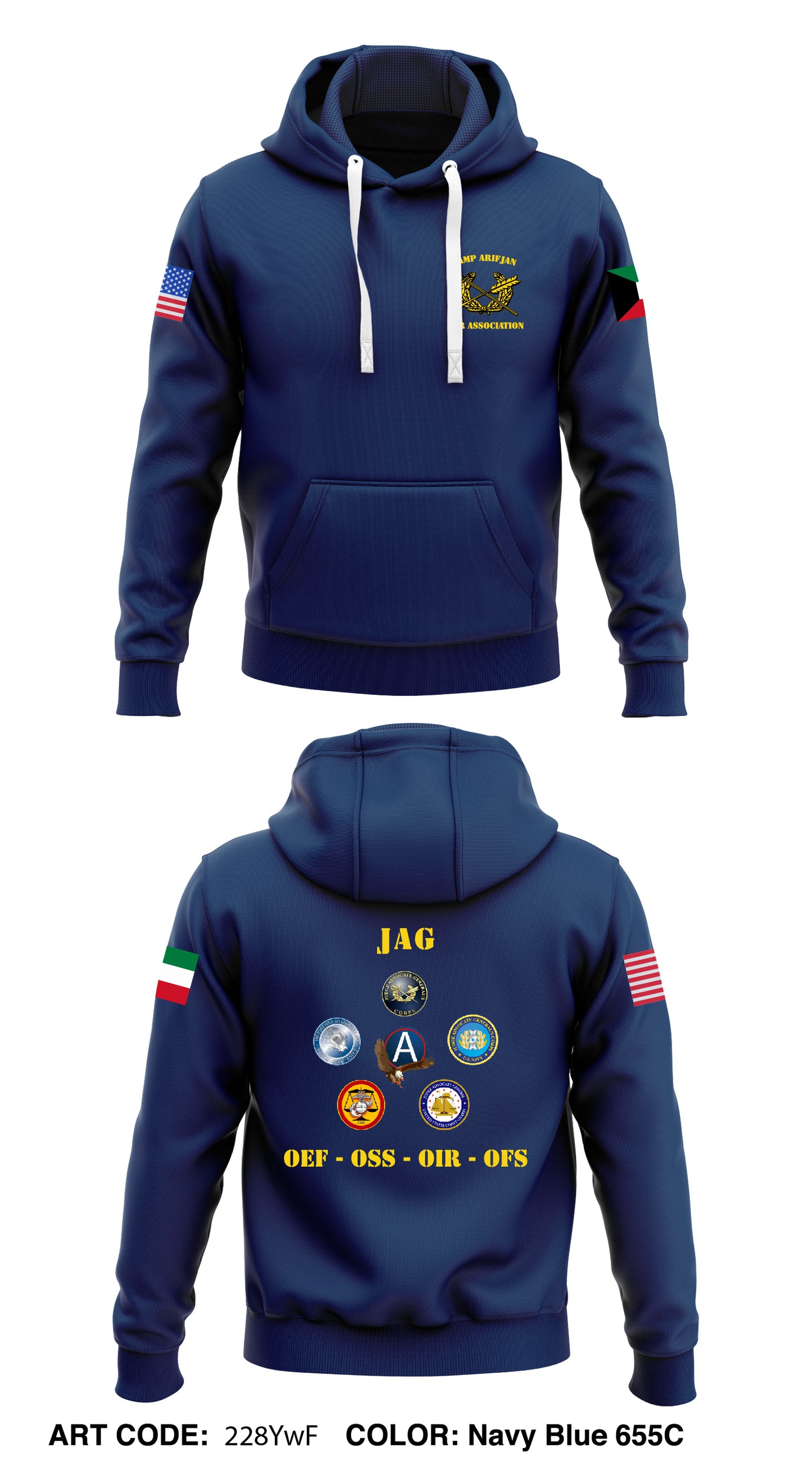 Camp Arifjan Bar Association Store 1 Core Men's Hooded Performance Sweatshirt - 228YwF-NVY