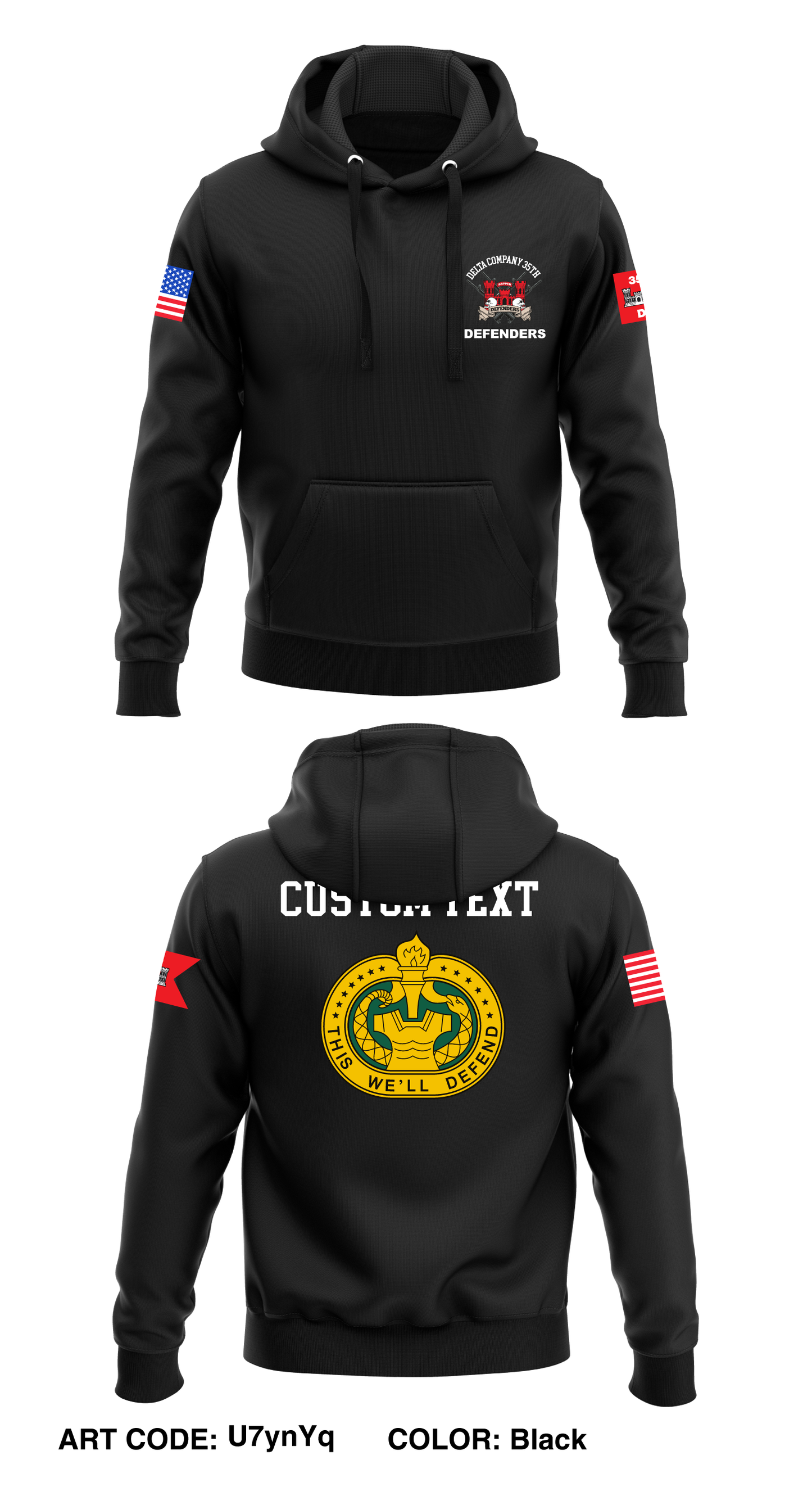 CUSTOM D CO, 35TH BN, 1ST EN BDE Core Men's Hooded Performance Sweatshirt - U7ynYq