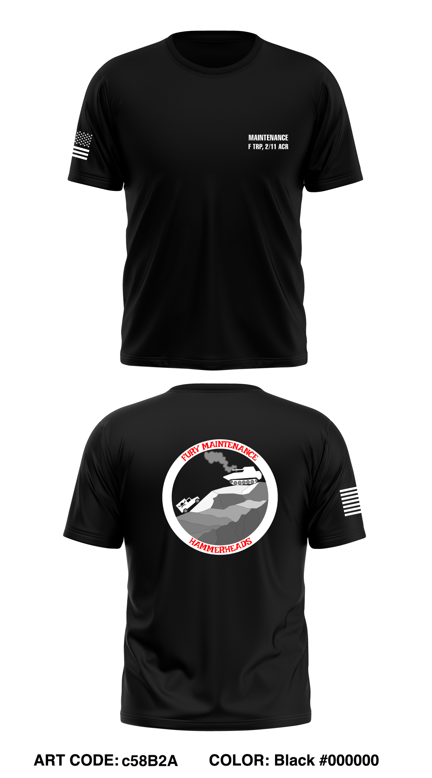 Fury Maintenance, 2/11TH ACR Performance Short Sleeve Core Men's SS Performance Tee - c58B2A