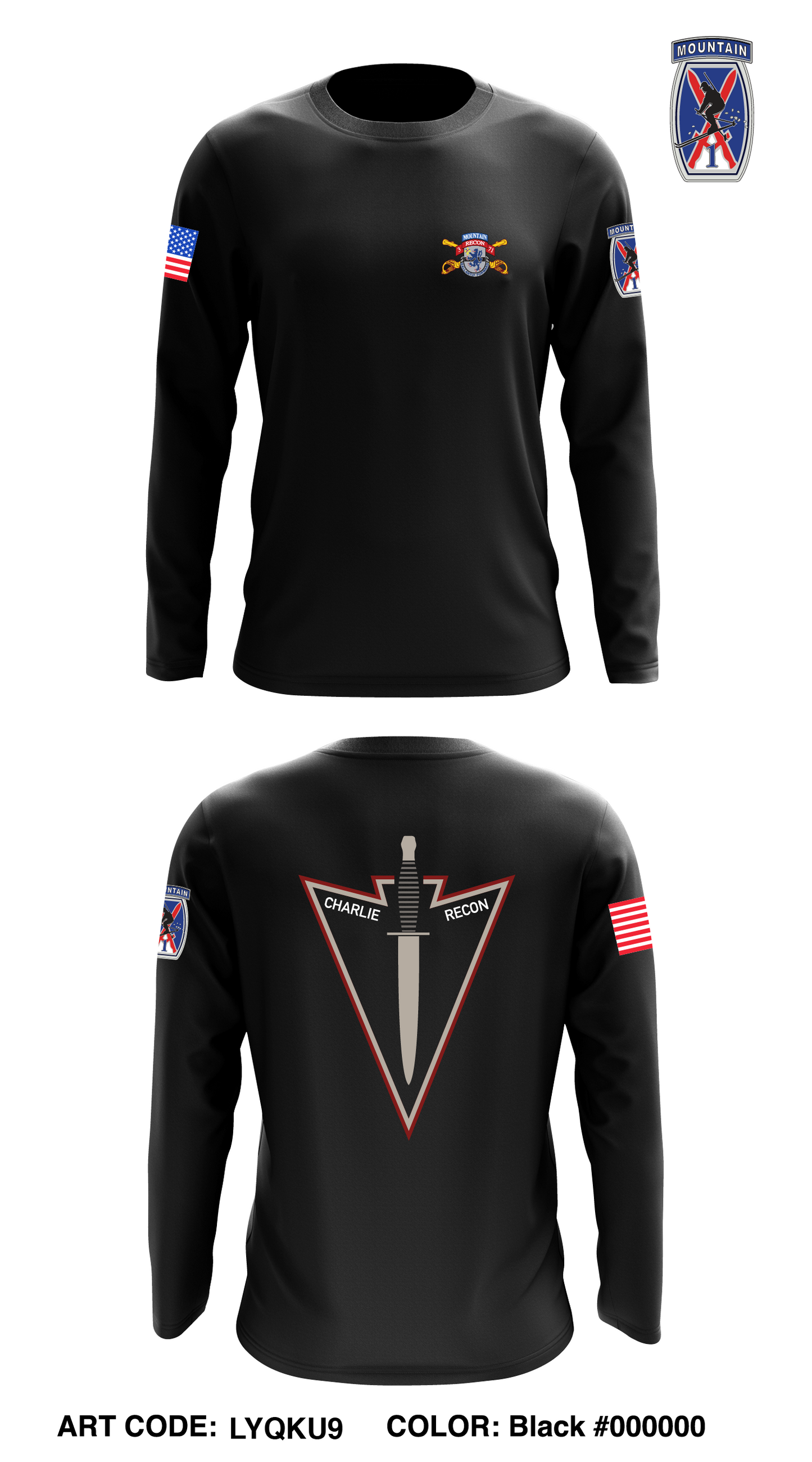 Charlie Troop, 3-71 CAV, 1st BCT, 10th MTN DIV Store 1 Core Men's LS Performance Tee - LYQKU9