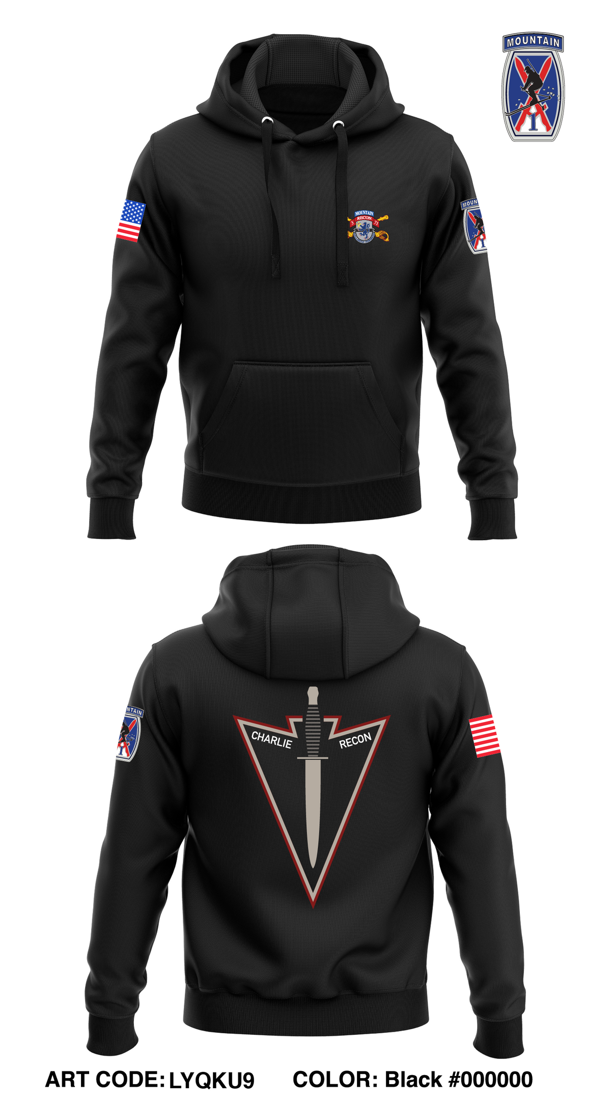 Charlie Troop, 3-71 CAV, 1st BCT, 1th MTN DIV Store 1 Core Men's Hooded Performance Sweatshirt - LYQKU9
