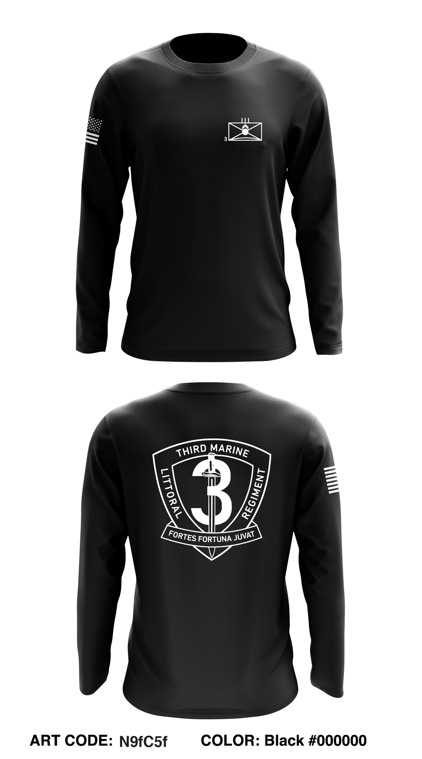 3D Marine Littoral Regiment Core Men's LS Performance Tee - N9fC5f