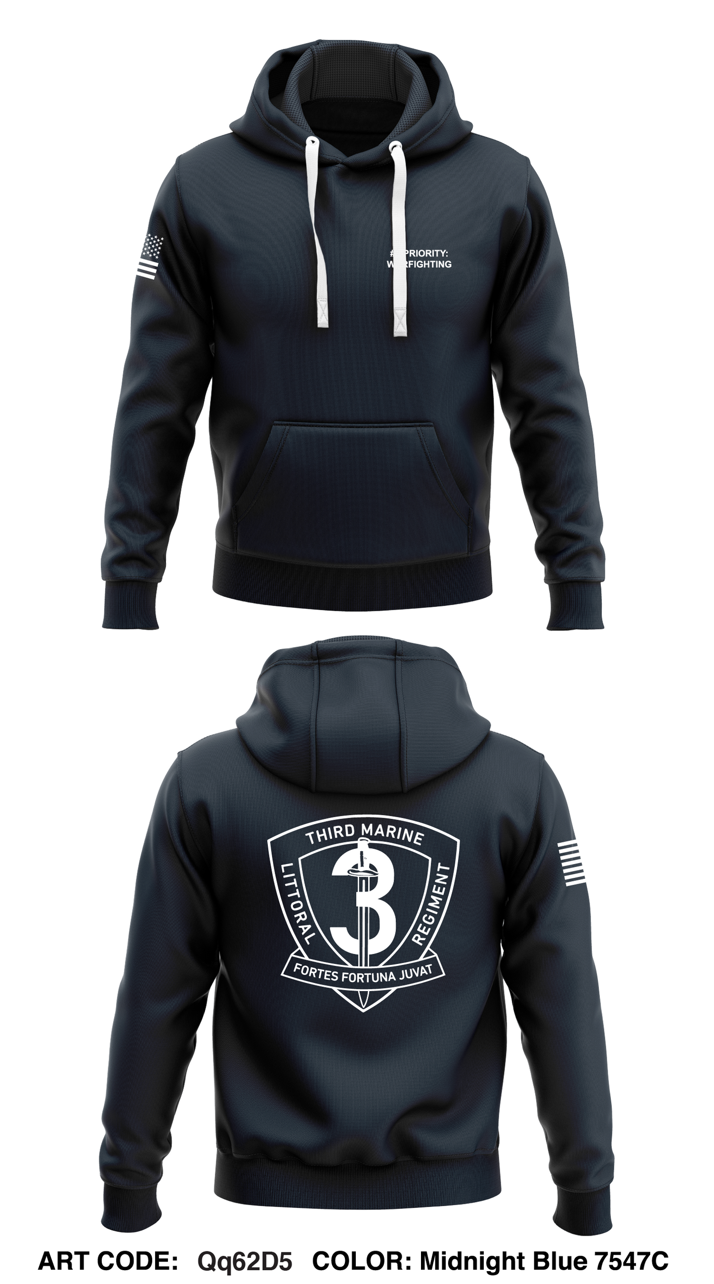 3D Marine Littoral Regiment Core Men's Hooded Performance Sweatshirt - Qq62D5