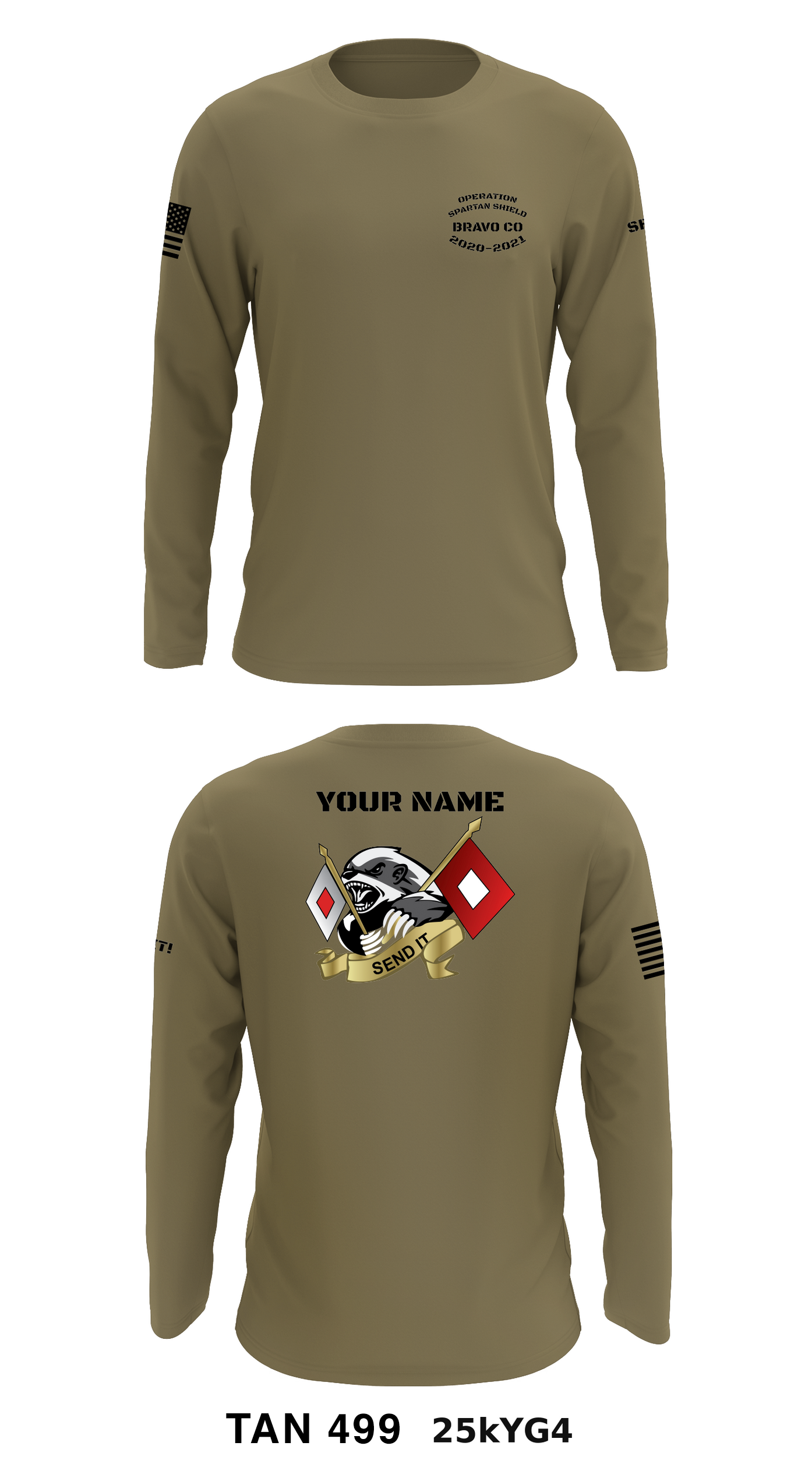 B Co 146 ESB Store 1 - Tan 499 Core Men's LS Performance Tee - 25kYG4