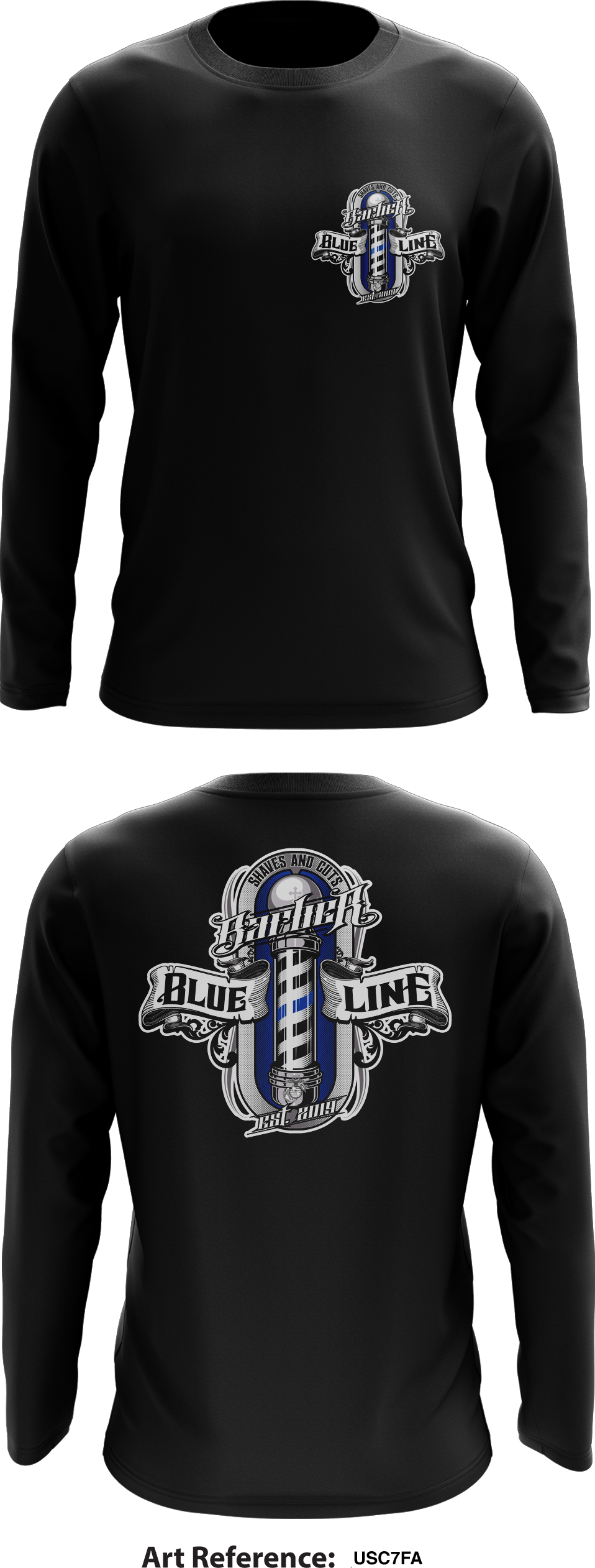 The Blue Line Barber Store 1 Core Men's LS Performance Tee - UsC7fA