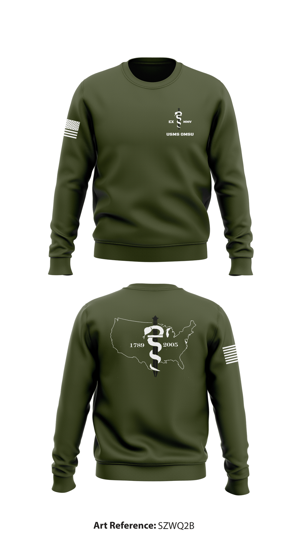 USMS OMSU Store 1 Core Men's Crewneck Performance Sweatshirt - Szwq2b