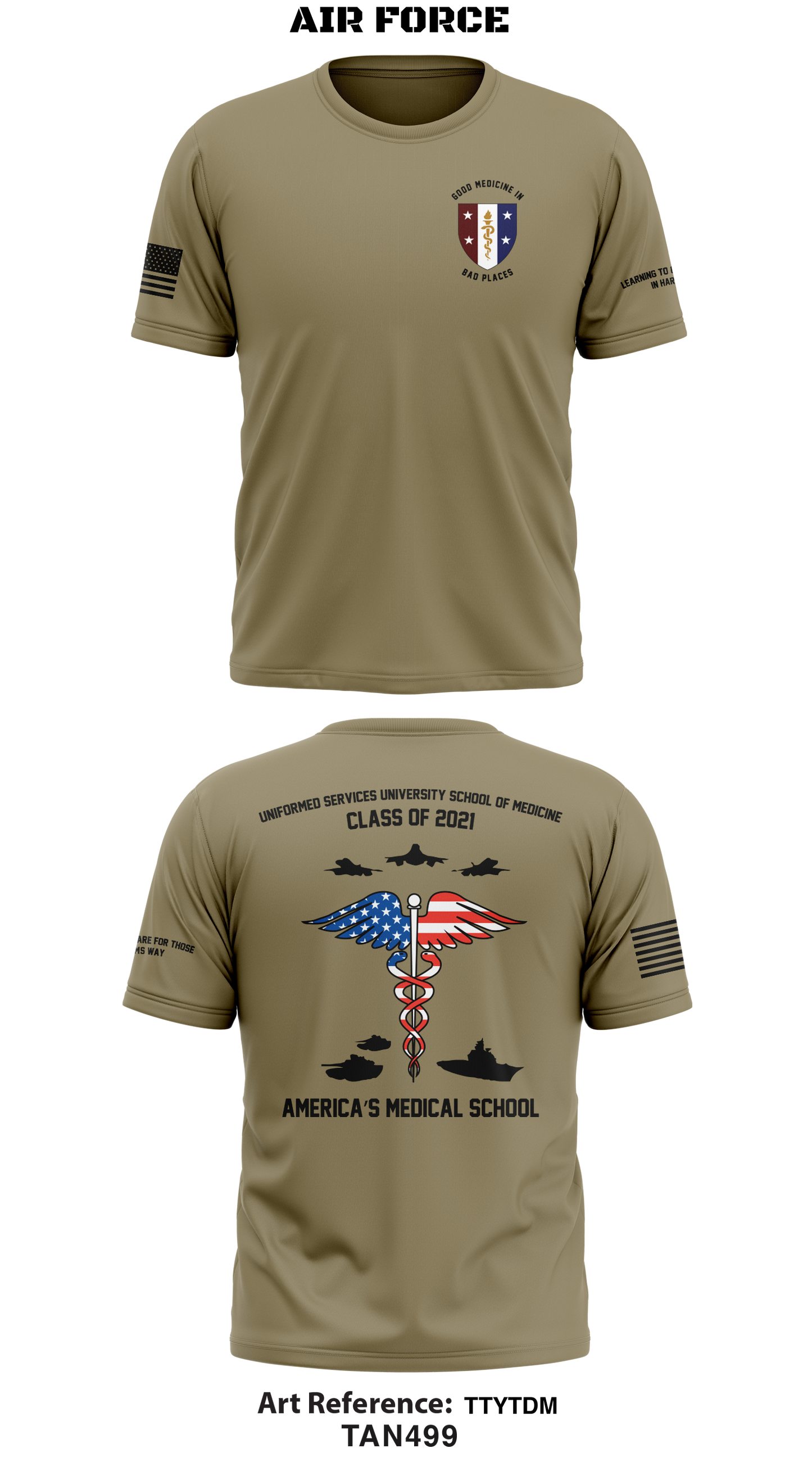AIR FORCE - USUHS School of Medicine Class of 2021 Store 1 - Tan 499 Core Men's SS Performance Tee - TTYTDM