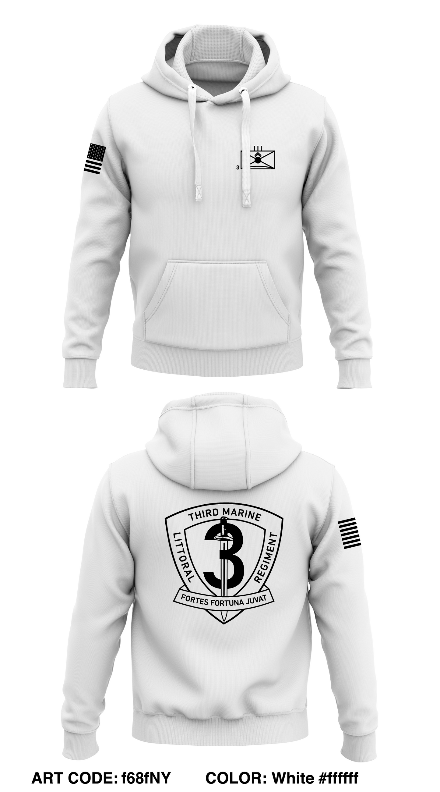 3D Marine Littoral Regiment Core Men's Hooded Performance Sweatshirt - f68fNY