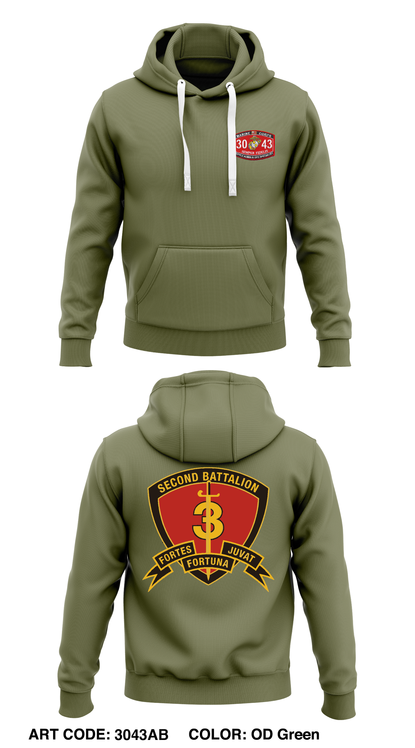2nd battalion 3rd marines Store 1 Core Men's Hooded Performance Sweatshirt - 3043AB