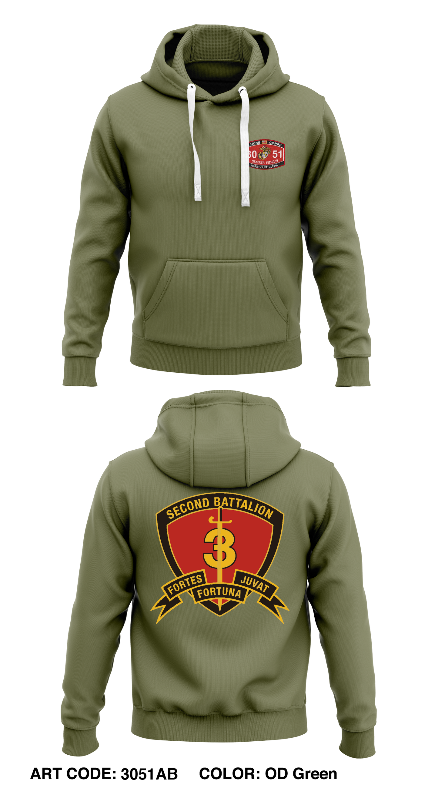 2nd battalion 3rd marines Store 1 Core Men's Hooded Performance Sweatshirt - 3051AB