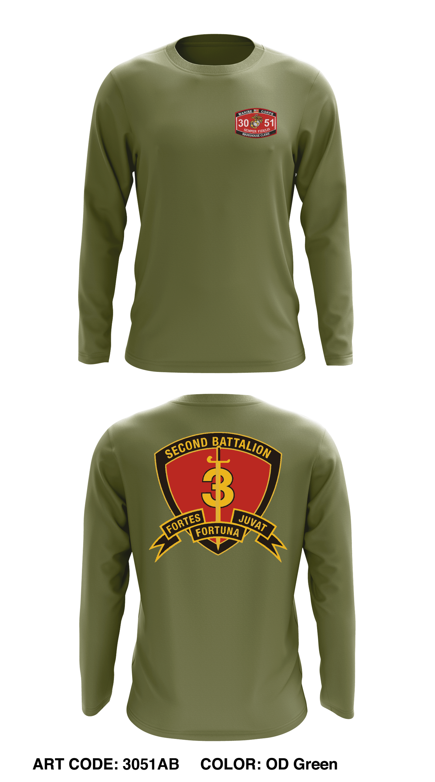 2nd battalion 3rd marines Store 1 Core Men's LS Performance Tee - 3051AB