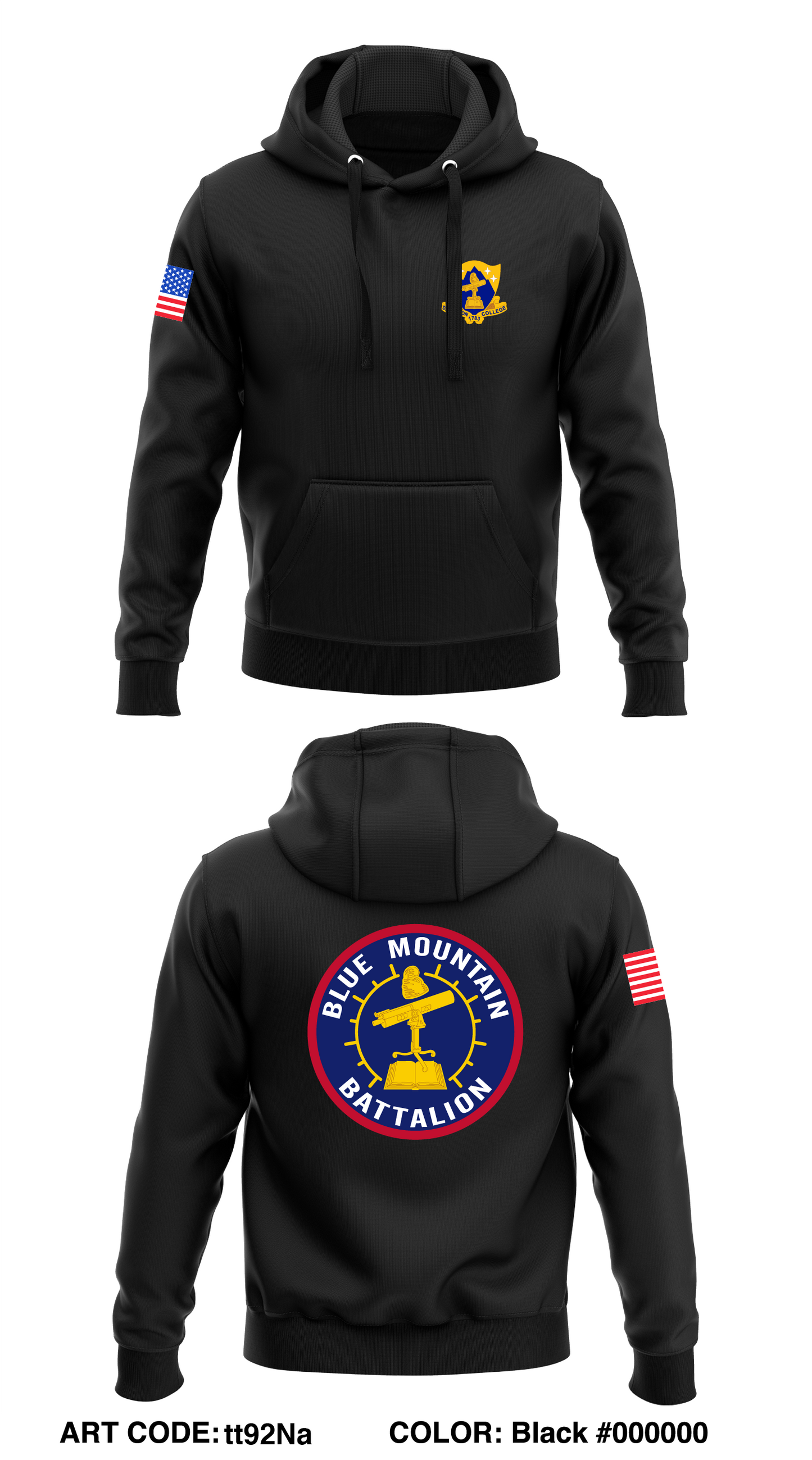 DICKINSON COLLEGE ARMY ROTC - THE BLUE MOUNTAIN BATTALION Core Men's Hooded Performance Sweatshirt - tt92Na