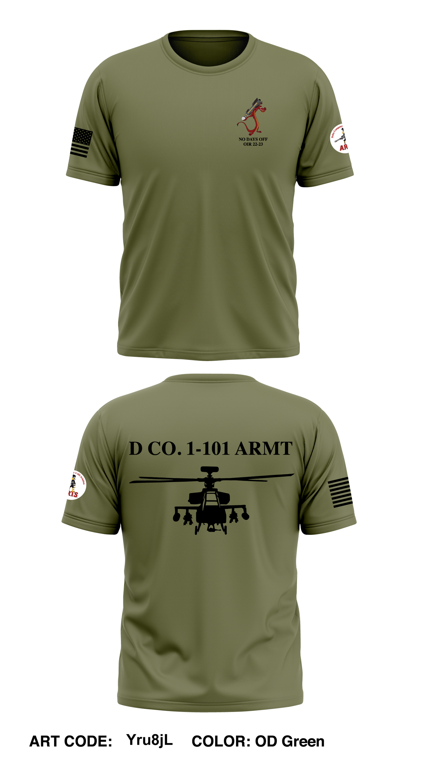 D Co., 1-101 CAB, ARMT Core Men's SS Performance Tee - Yru8jL