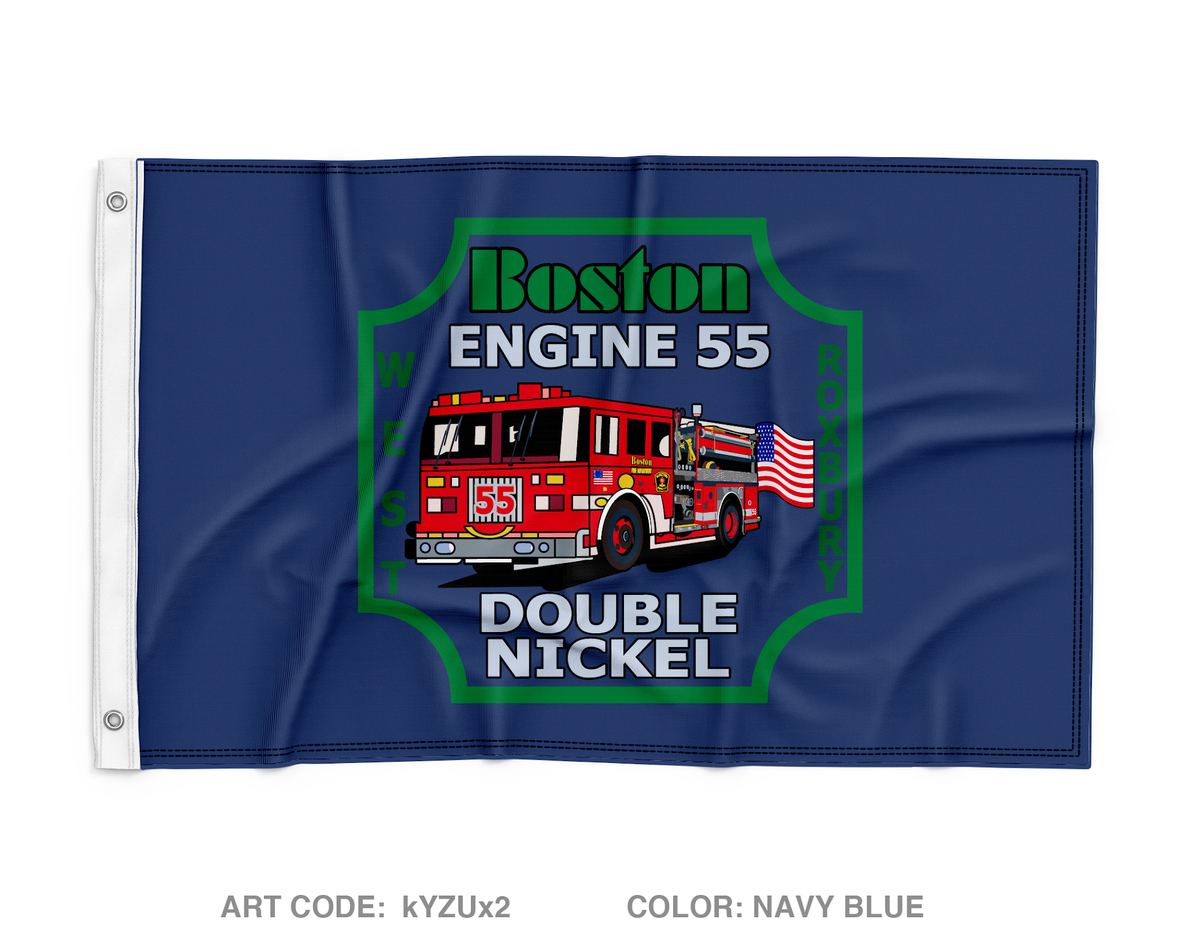 BOSTON FIRE DEPARTMENT E55/CAR10 Wall Flag - kYZUx2
