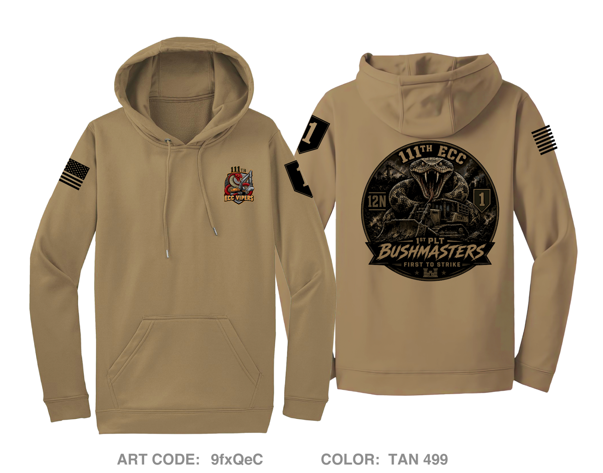 111th ECC 1st Platoon Bushmasters Hi-Tech Performance Hoodie - 9fxQeC