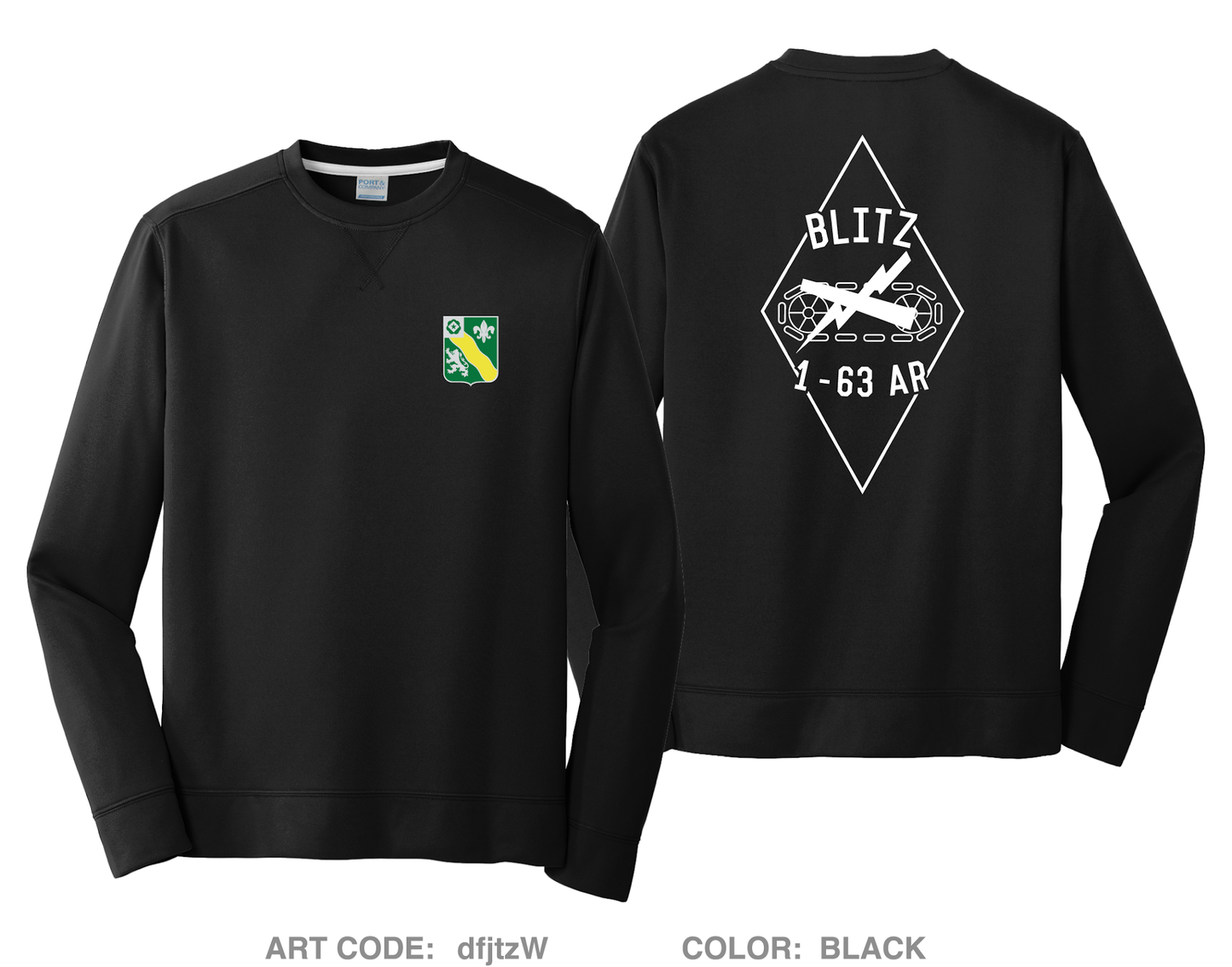 Blitz Company, 1-63 AR Hi-Tech Performance Crewneck Sweatshirt - dfjtzW