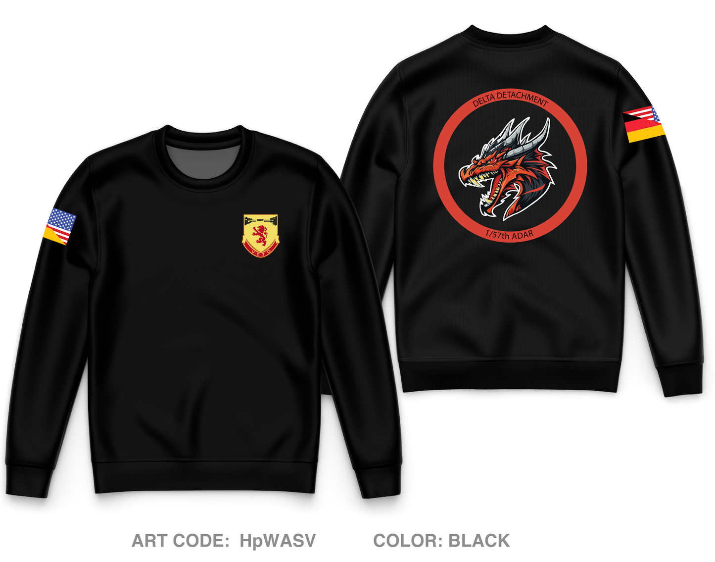 1/57th ADAR DELTA DETACHMENT Core Men's Crewneck Performance Sweatshirt - HpWASV