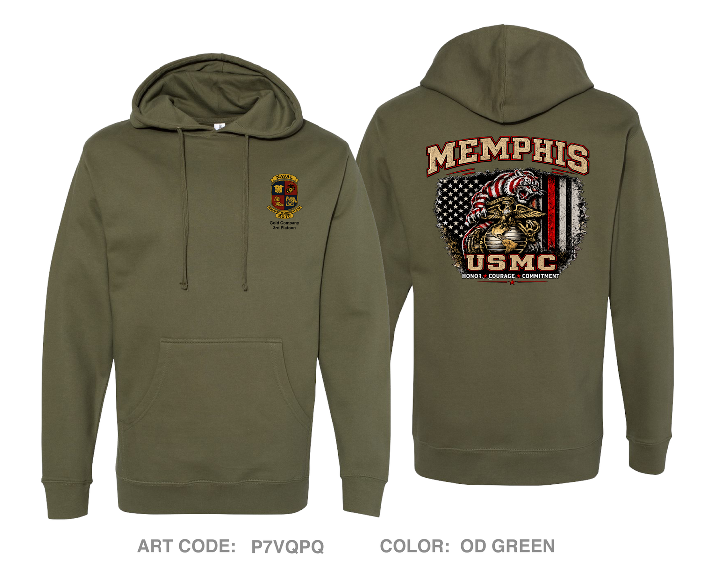 University of Memphis NROTC Comfort Unisex Hooded Sweatshirt - P7VQPQ
