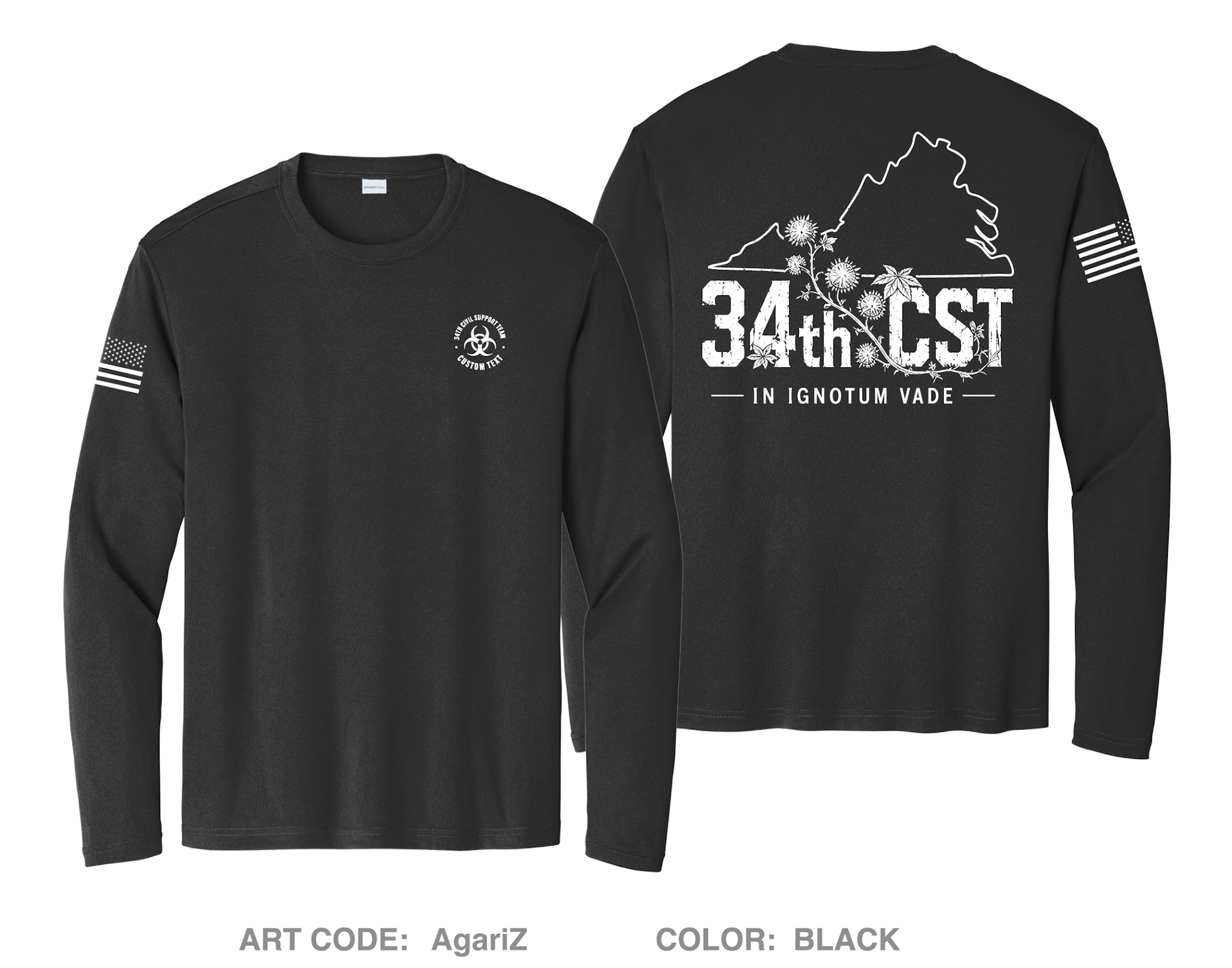 CUSTOM 34th Civil Support Team Hi-Tech Performance Unisex LS Tee - AgariZ