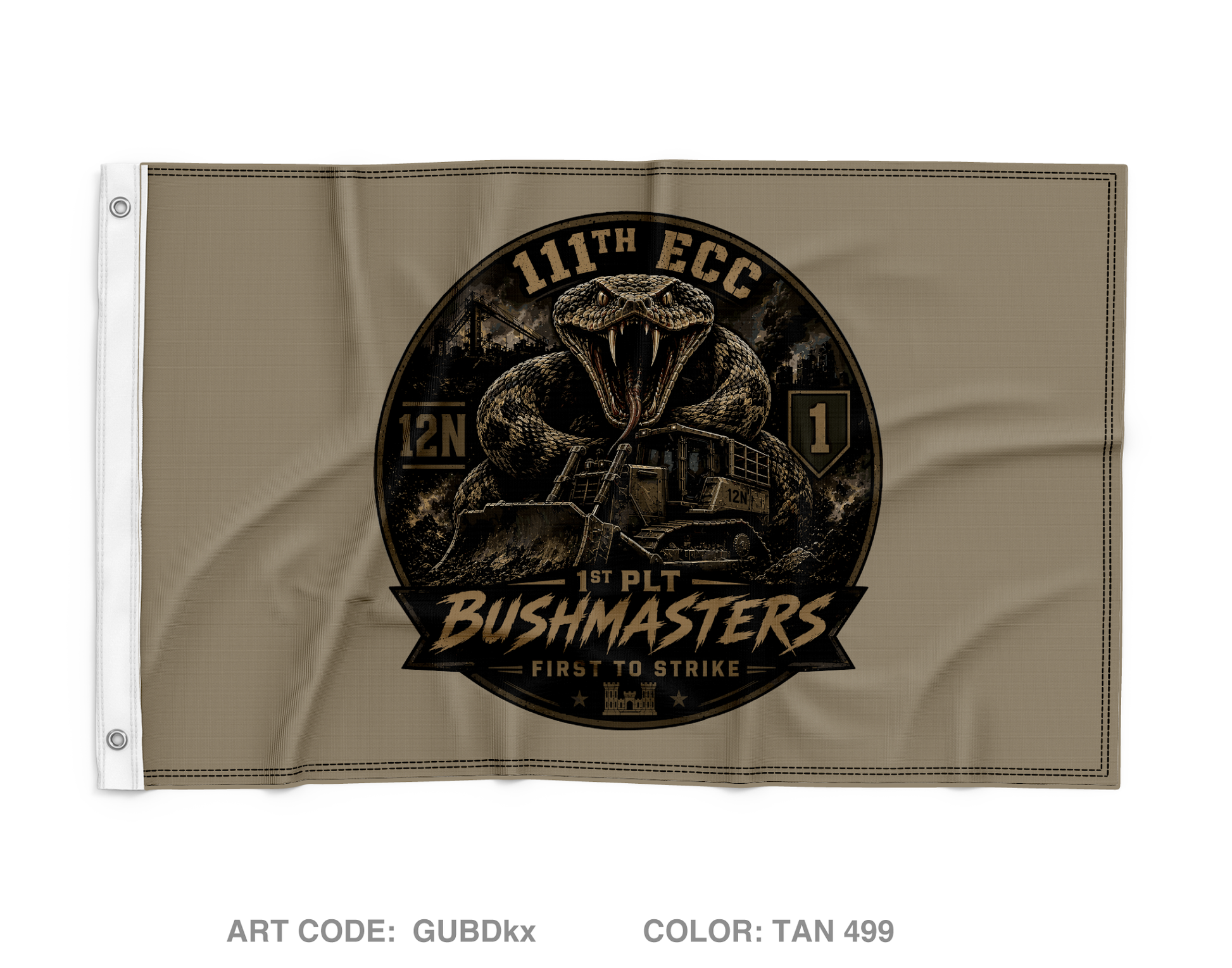 111th ECC 1st Platoon Bushmasters Wall Flag - GUBDkx