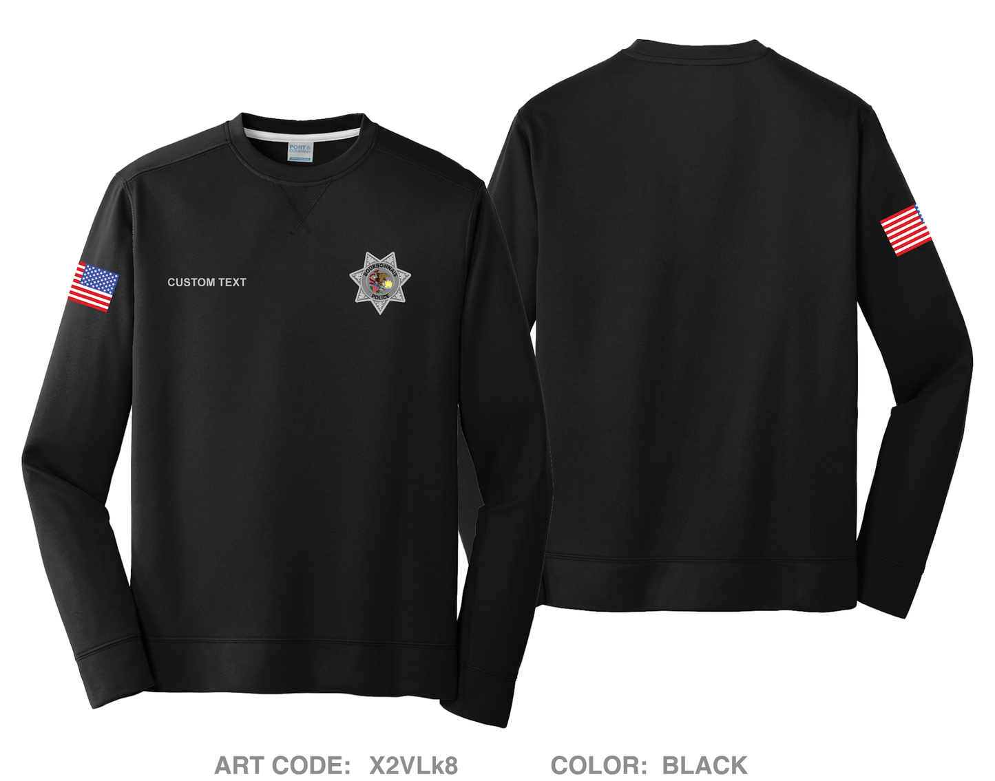 CUSTOM Bourbonnais Police HI-Tech Performance Crewneck Sweatshirt - X2VLk8