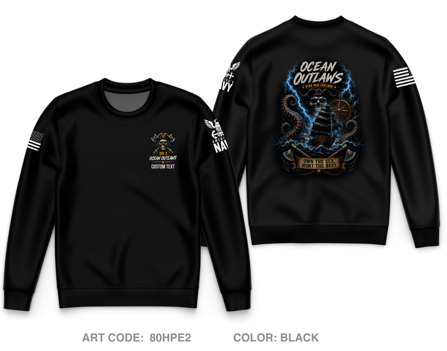 CUSTOM Ocean Outlaws Core Men's Crewneck Performance Sweatshirt - 80HPE2