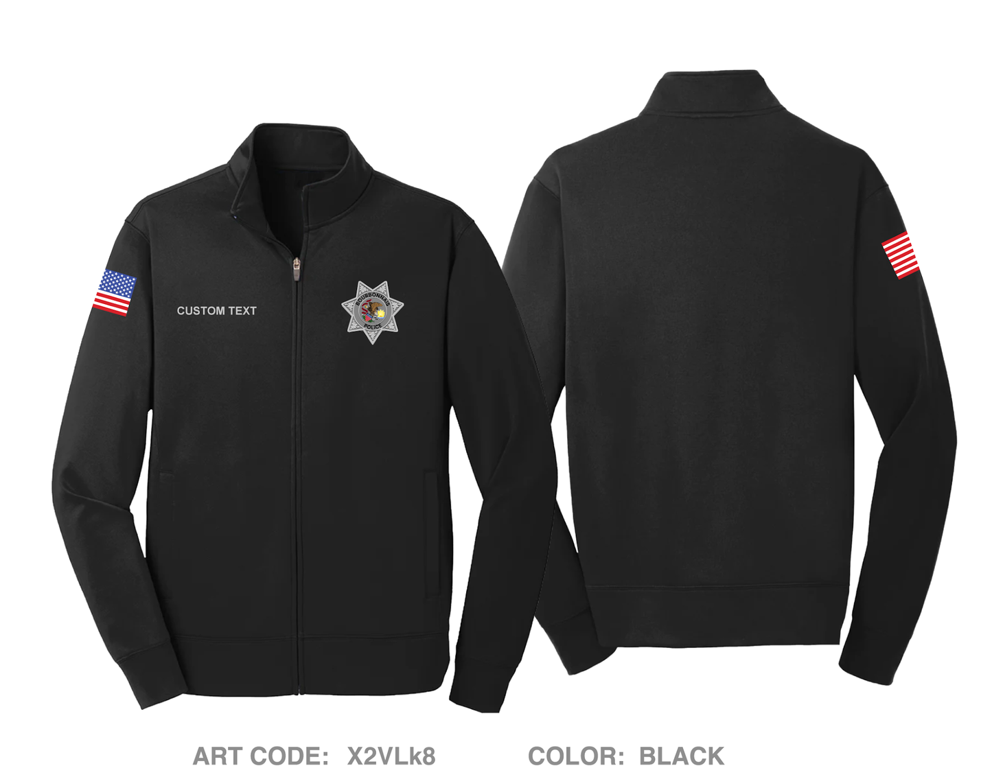 CUSTOM Bourbonnais Police Hi-Tech Performance Full-Zip Fleece Jacket - X2VLk8