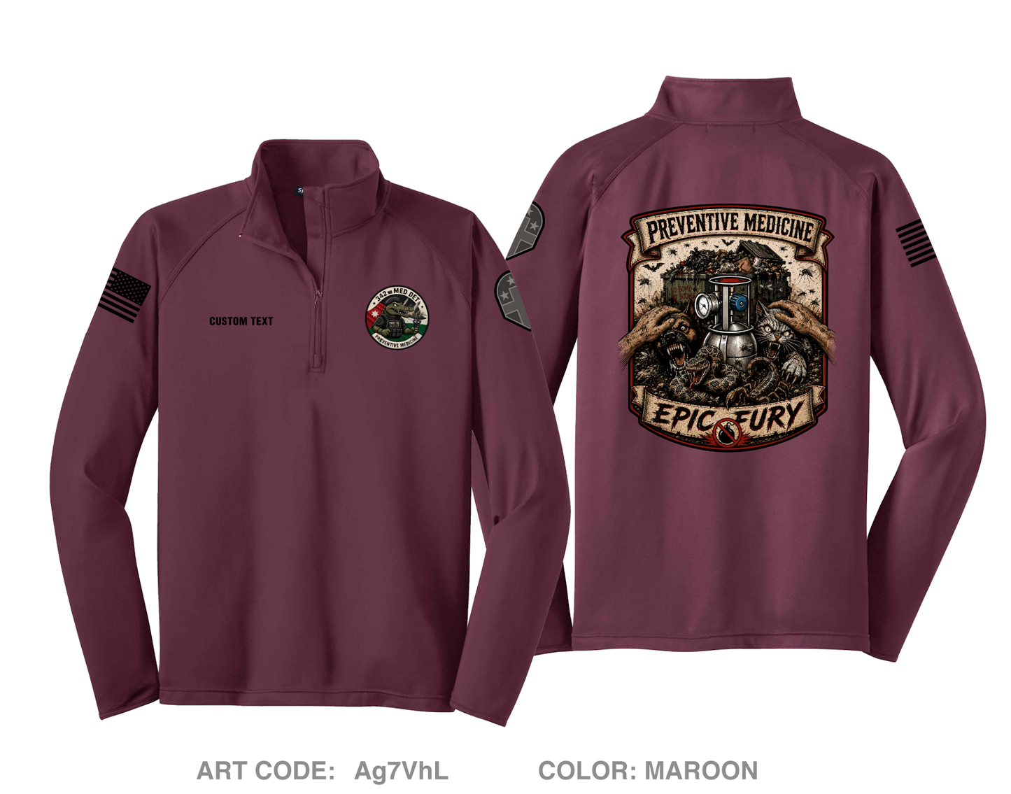 CUSTOM 342nd Medical Detachment (PM) Hi-Tech Performance Quarter-Zip Fleece Jacket - Ag7VhL