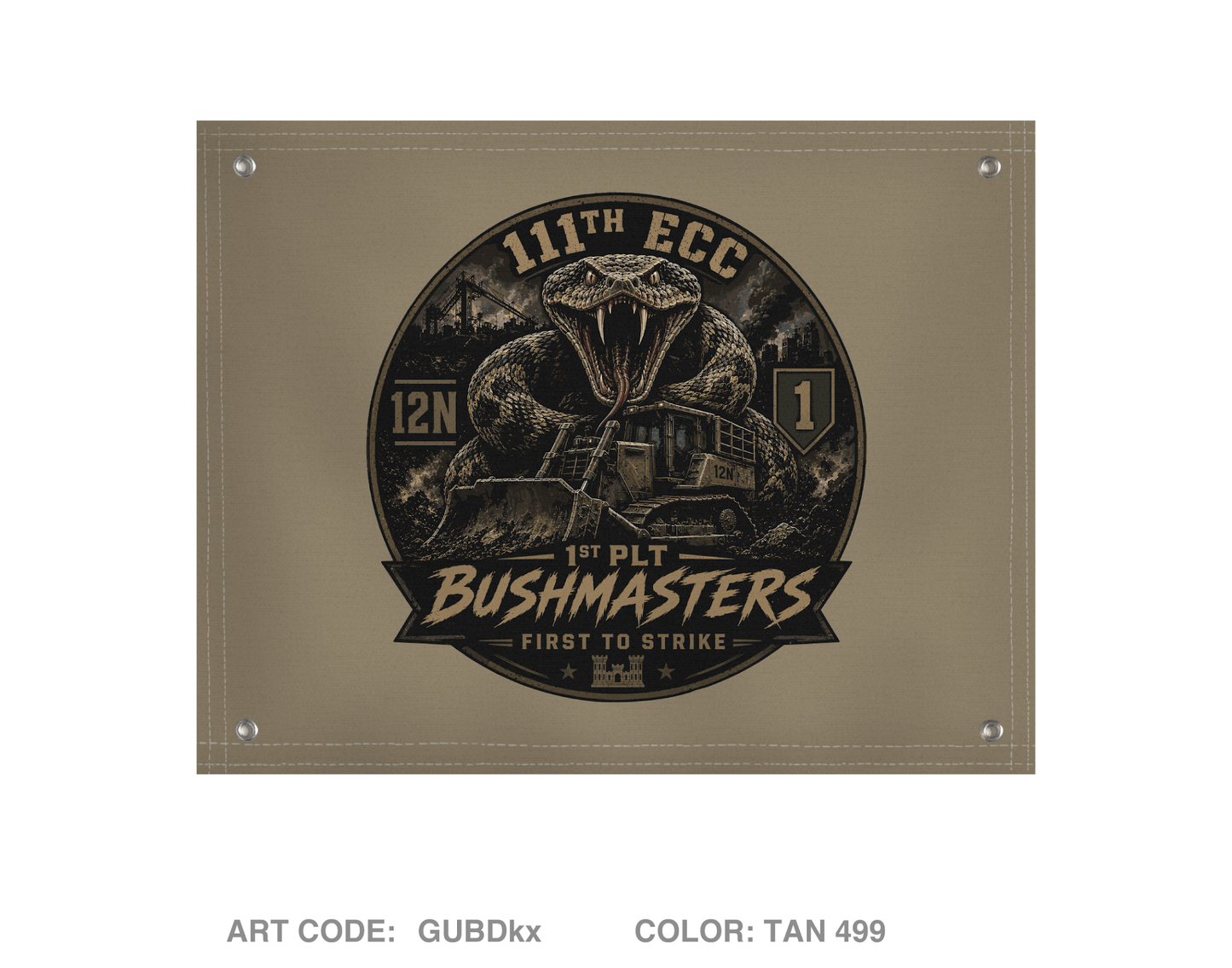 111th ECC 1st Platoon Bushmasters Banner Flag - GUBDkx