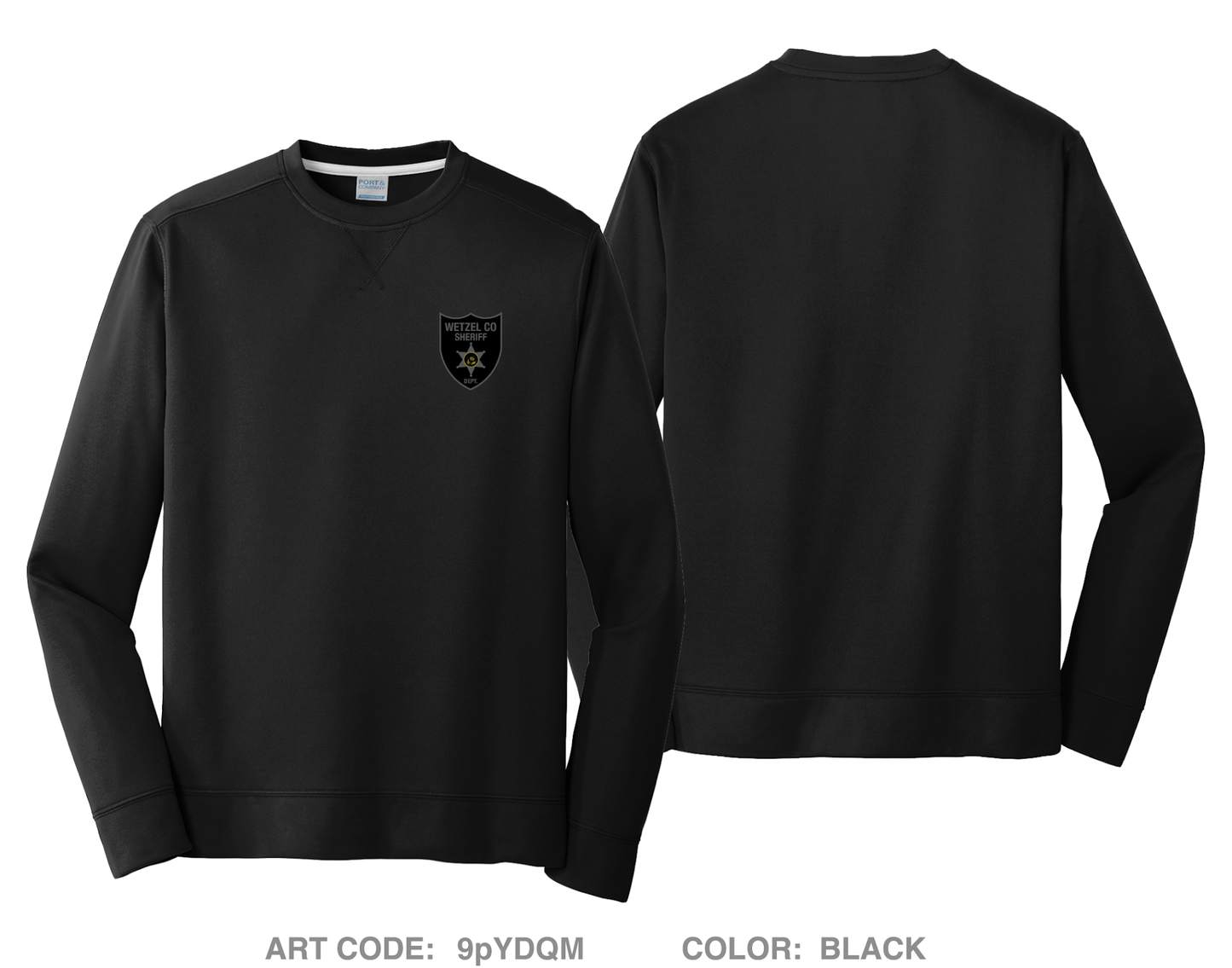 Wetzel County Sheriff HI-Tech Performance Crewneck Sweatshirt - 9pYDQM