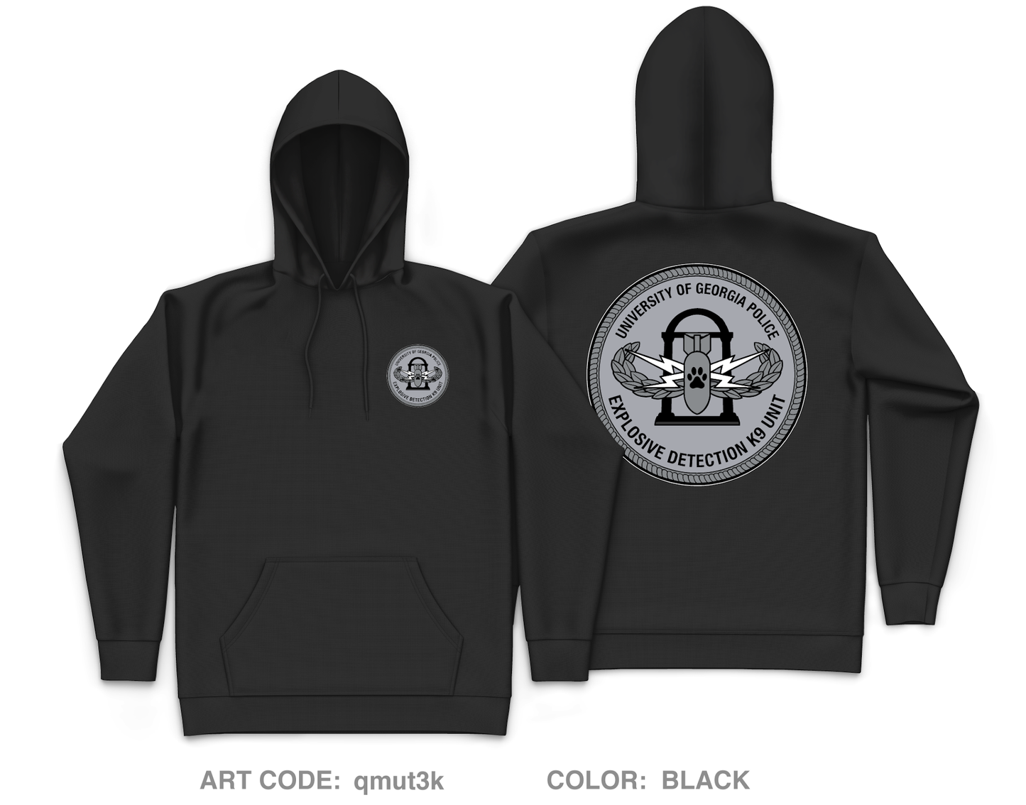 University of Georgia EOD K9 Unit Core Men's Hooded Performance Sweatshirt - qmut3k