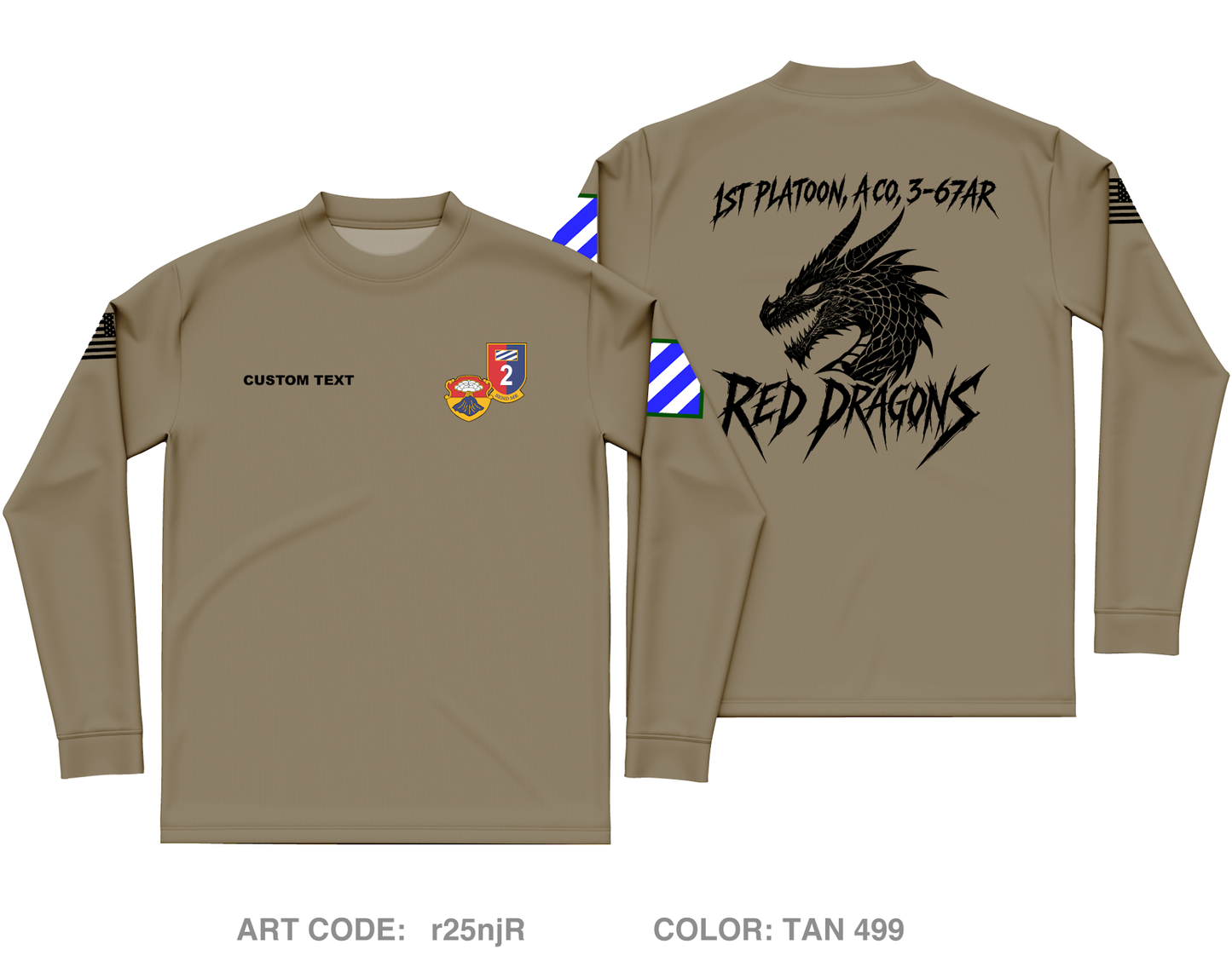 CUSTOM 1st Platoon Core Men's LS Performance Tee - r25njR