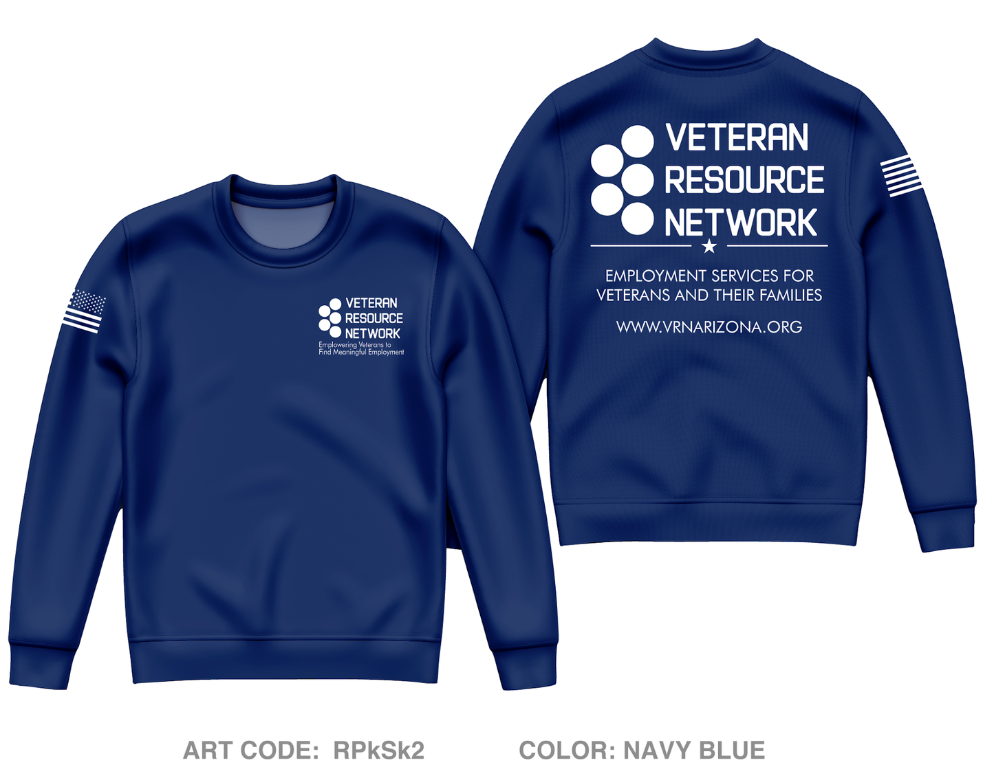 Veteran Resource Netwok Core Men's Crewneck Performance Sweatshirt - RPkSk2