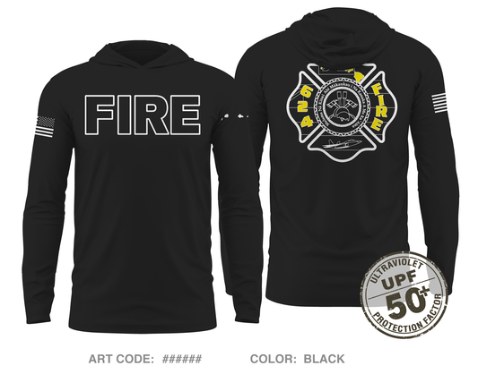 624 FIRE Fundraising Collection Core Men's UPF 50+ Hooded Performance LS Tee - uyzcwx
