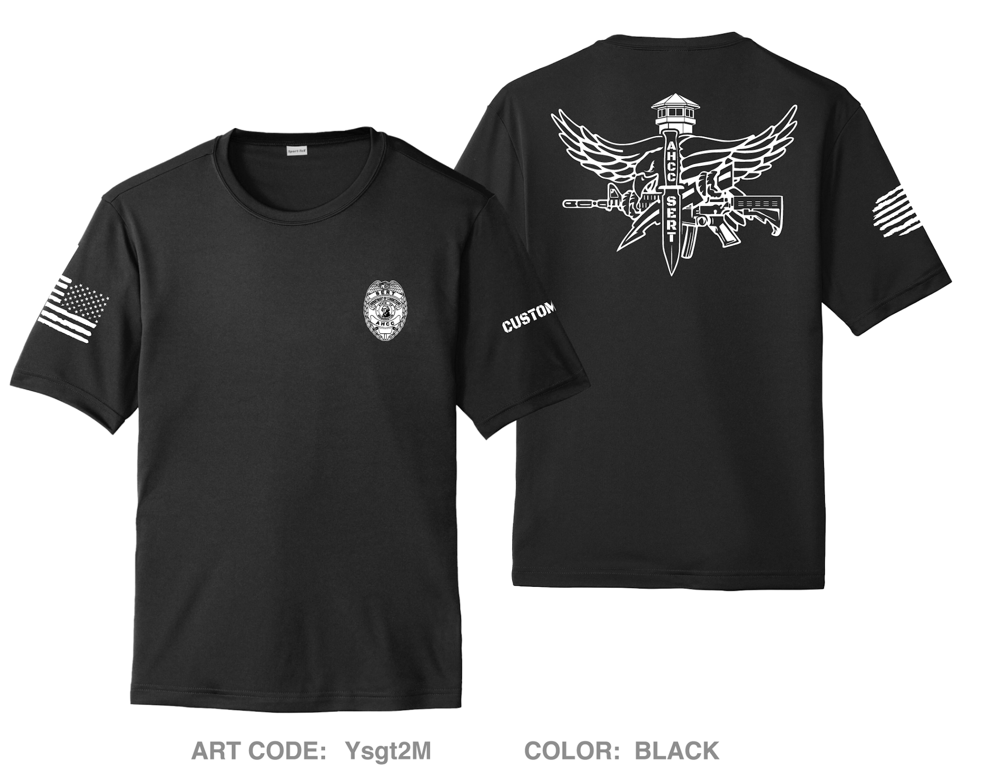 CUSTOM WA Department of Corrections AHCC SERT Hi-Tech Performance Unisex SS Tee - Ysgt2M