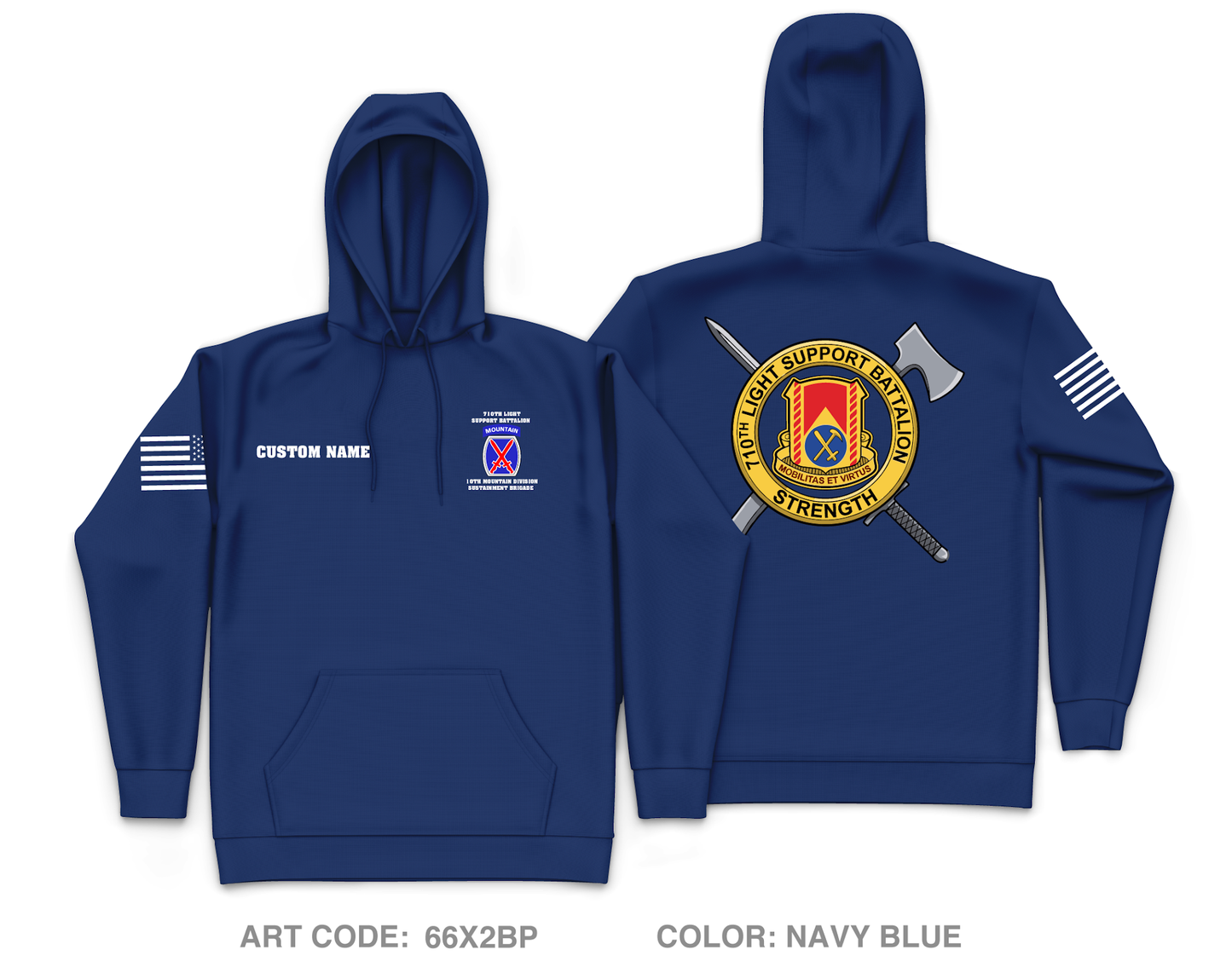 CUSTOM 710 Light Support Battalion Core Men's Hooded Performance Sweatshirt - 66X2BP