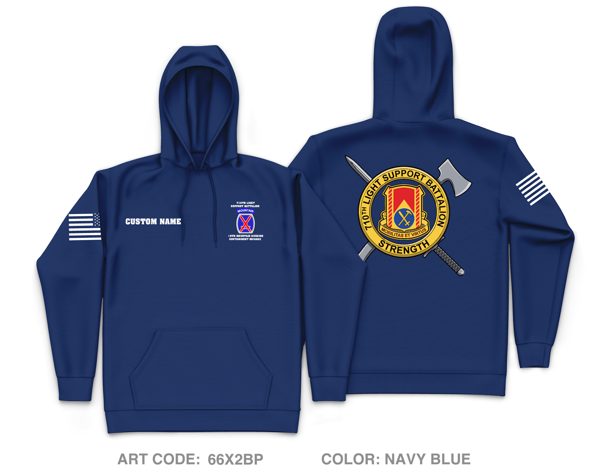 CUSTOM 710 Light Support Battalion Core Men's Hooded Performance Sweatshirt - 66X2BP