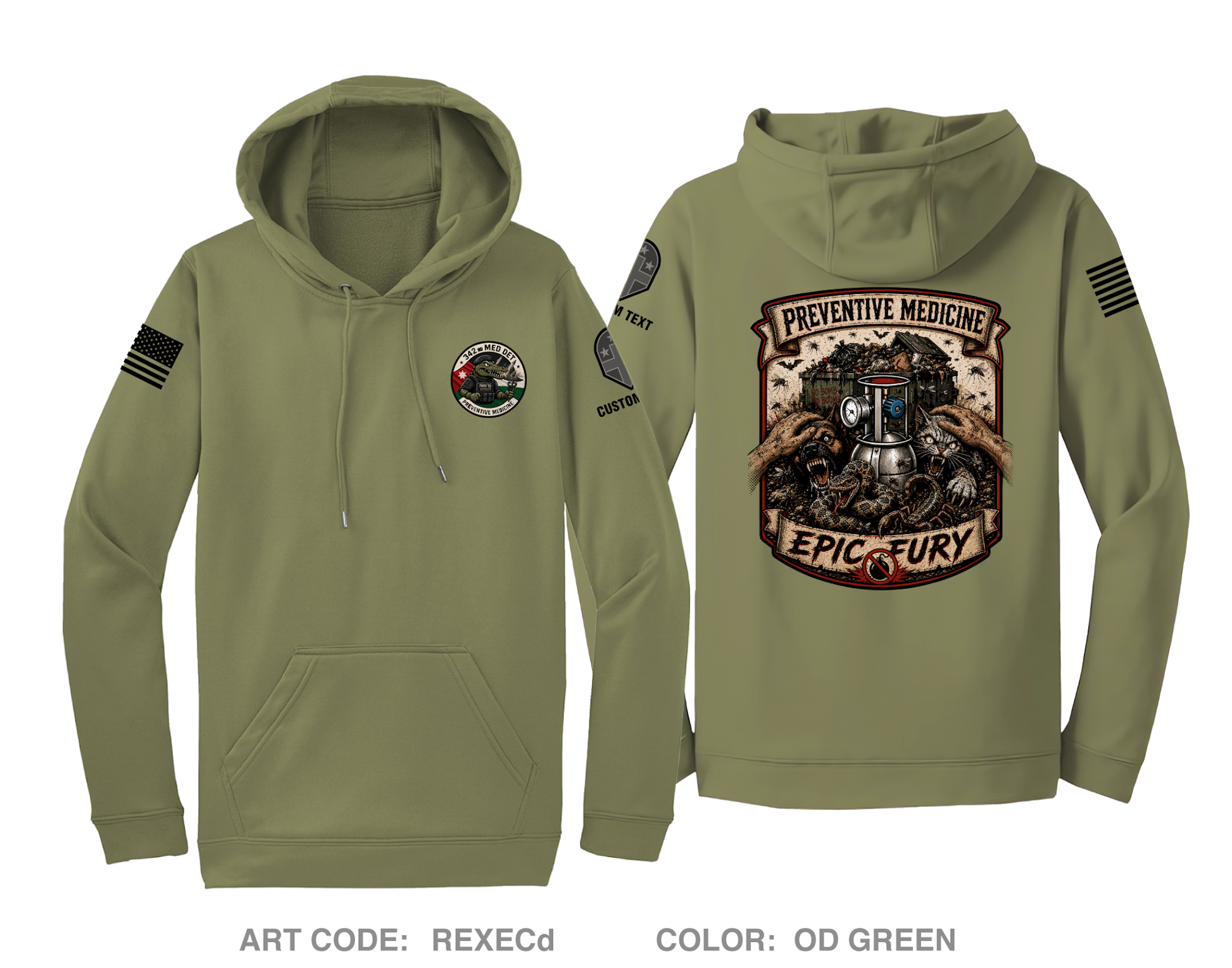 CUSTOM 342nd Medical Detachment (PM) Hi-Tech Performance Hoodie - REXECd