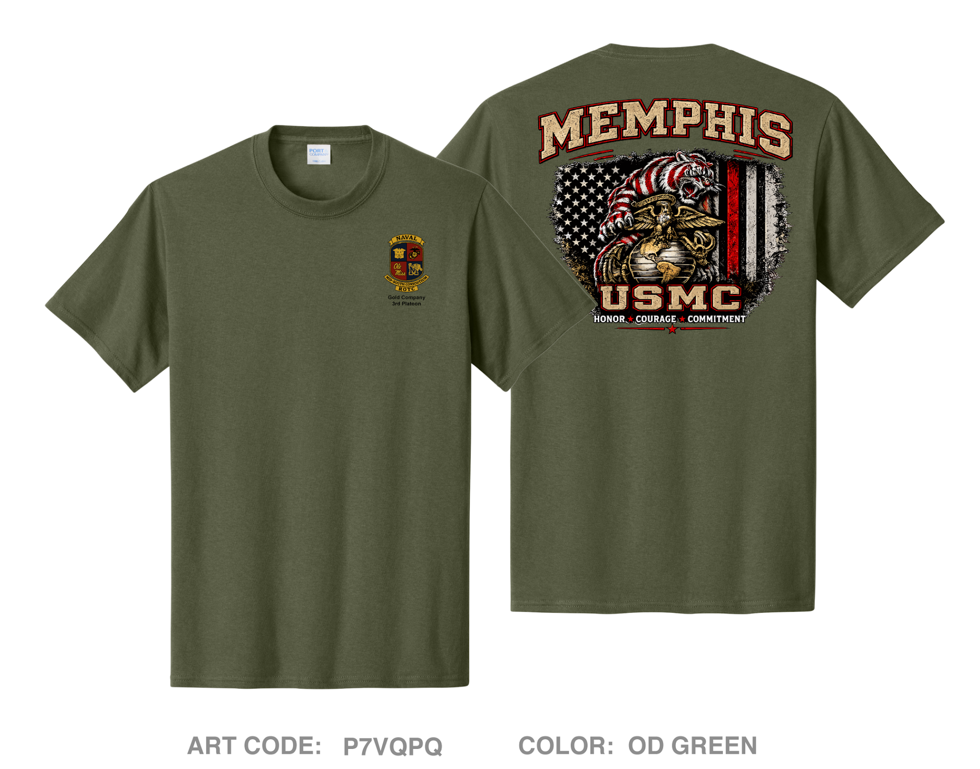 University of Memphis NROTC Comfort Unisex Cotton SS Tee - P7VQPQ