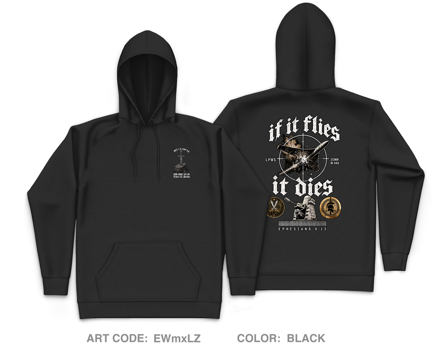 Det 1 2-116th FA Core Men's Hooded Performance Sweatshirt - EWmxLZ