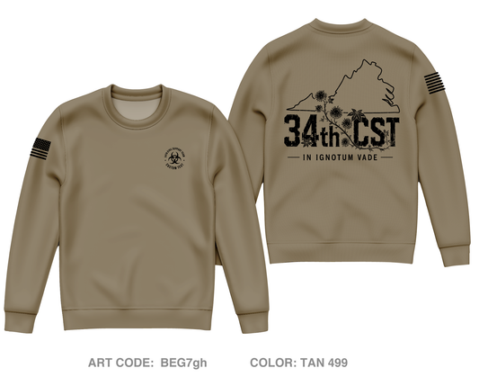 CUSTOM 34th Civil Support Team Core Men's Crewneck Performance Sweatshirt - BEG7gh