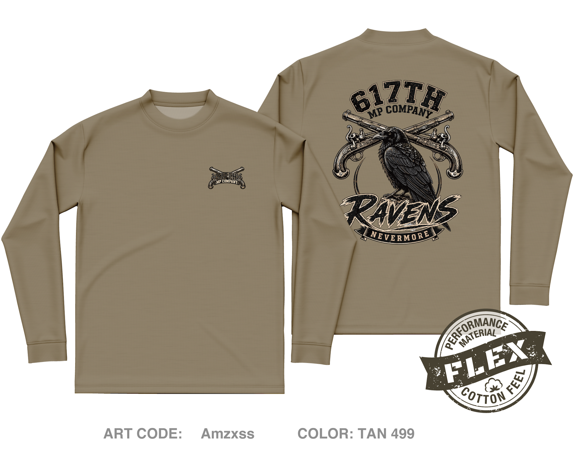 617th MP Co Fundraising Collection Core Men's LS Flex Performance Tee - Amzxss